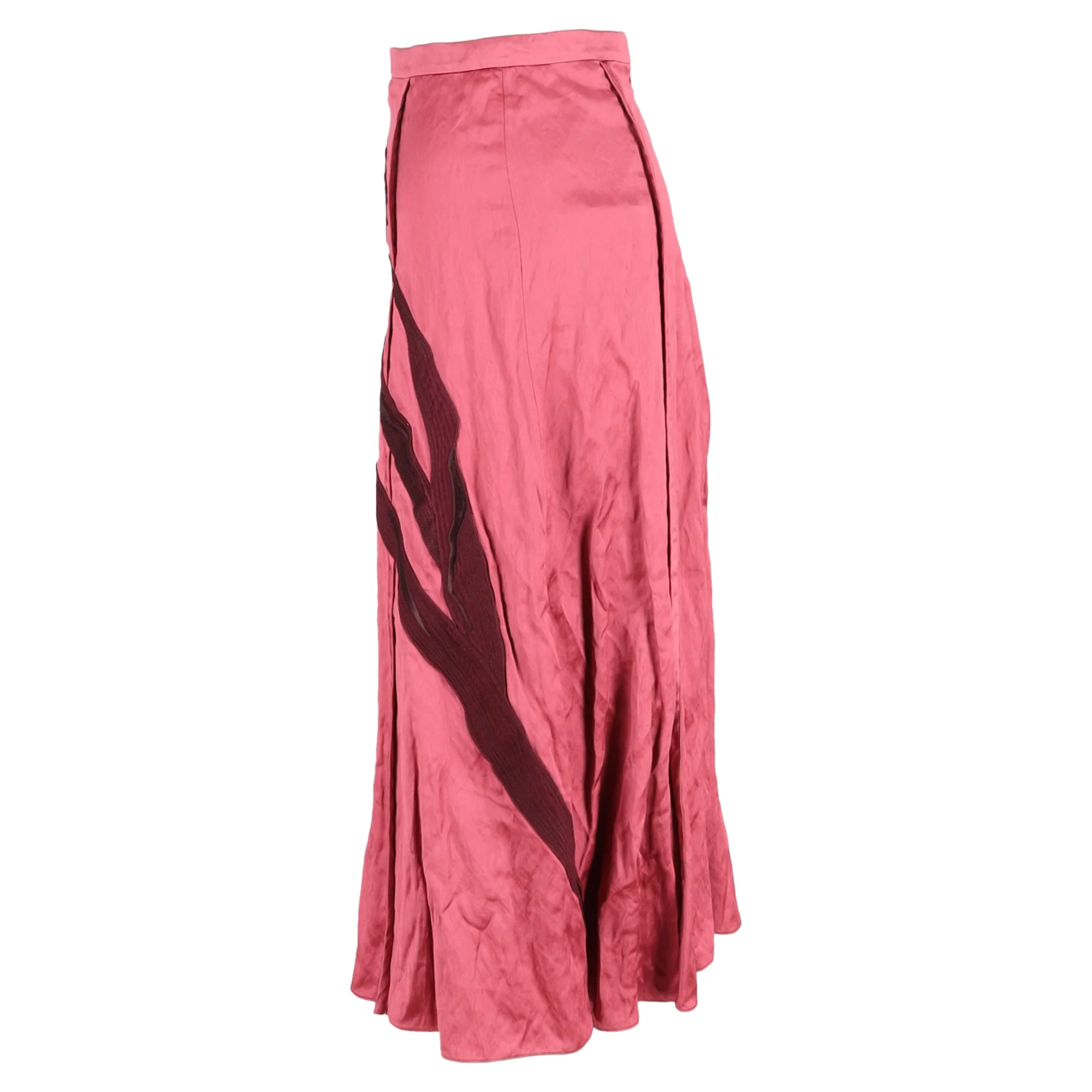 Erdem Satin A-Line Midi Skirt in Pink Viscose