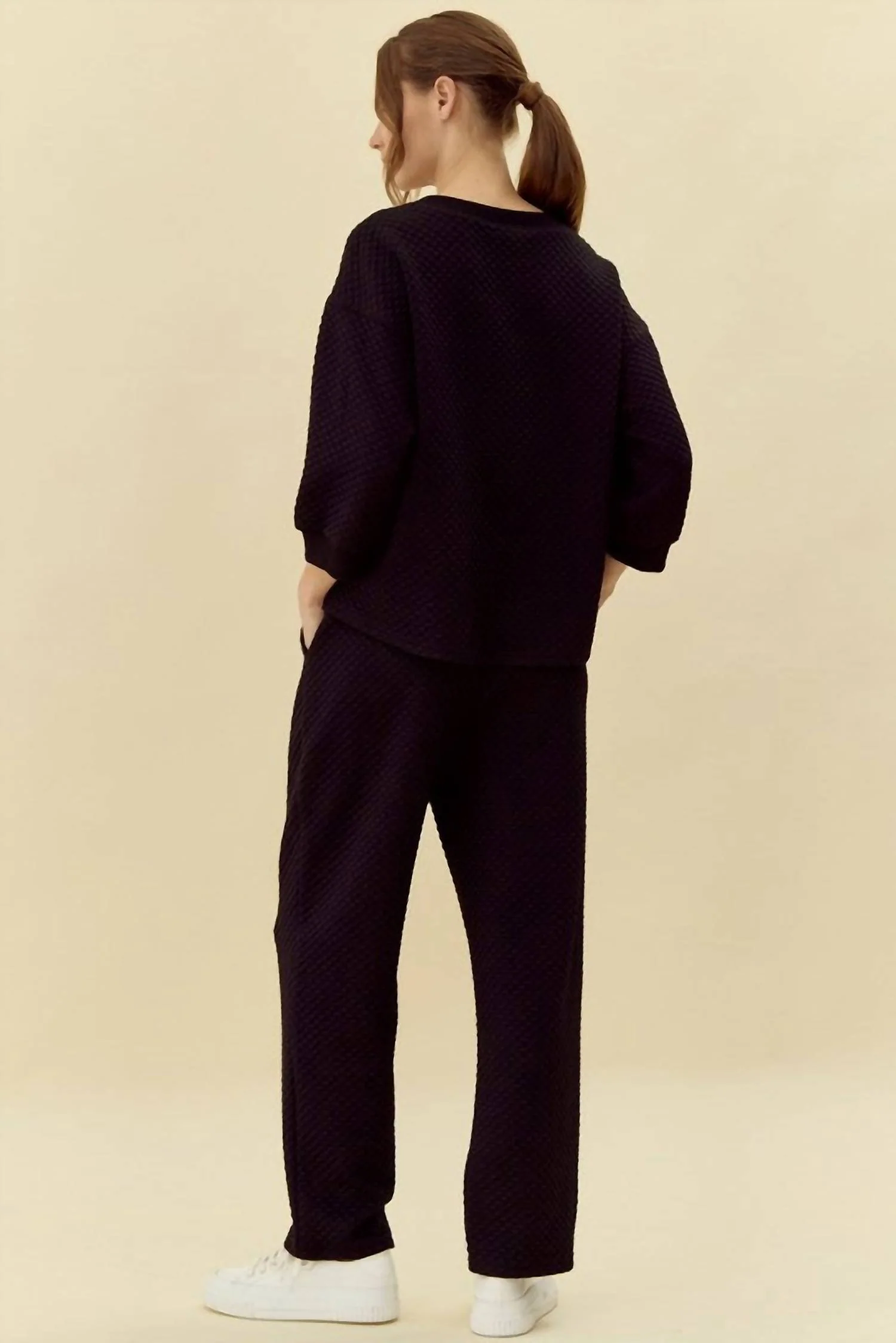 Textured Loungewear Set In Black