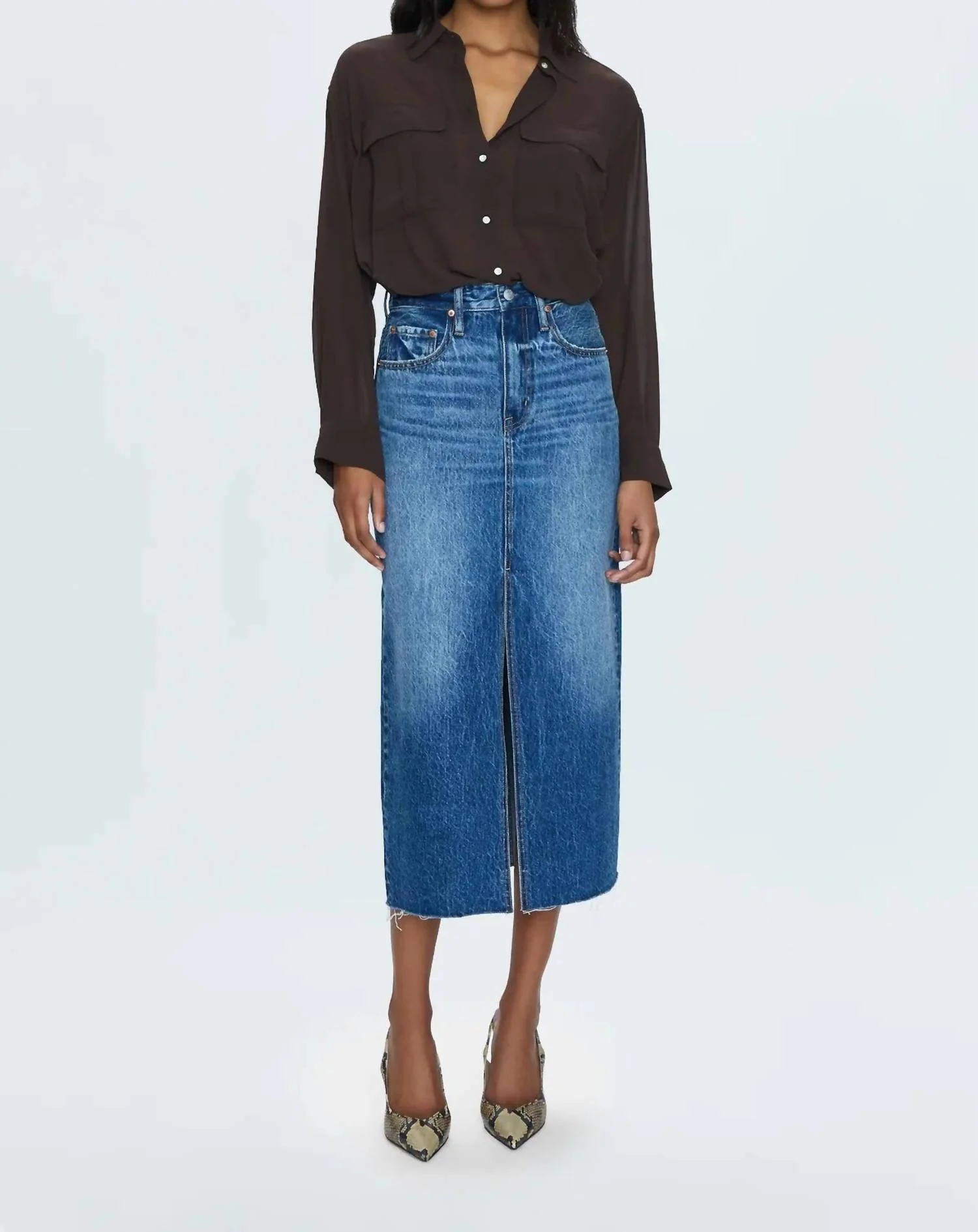 Women's Alice Denim Midi Skirt In Blue