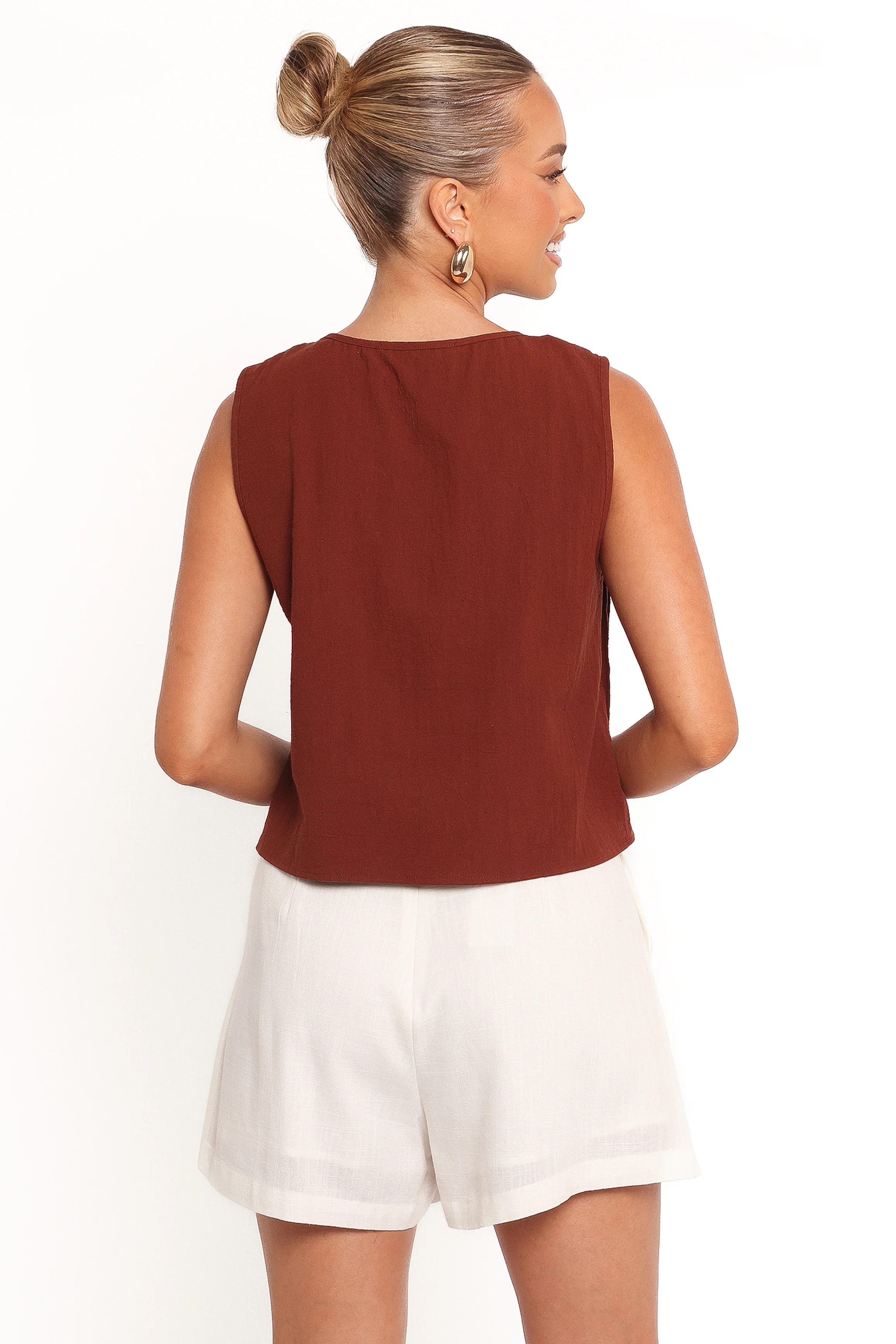 Nika Pleated Top - Chocolate Brown