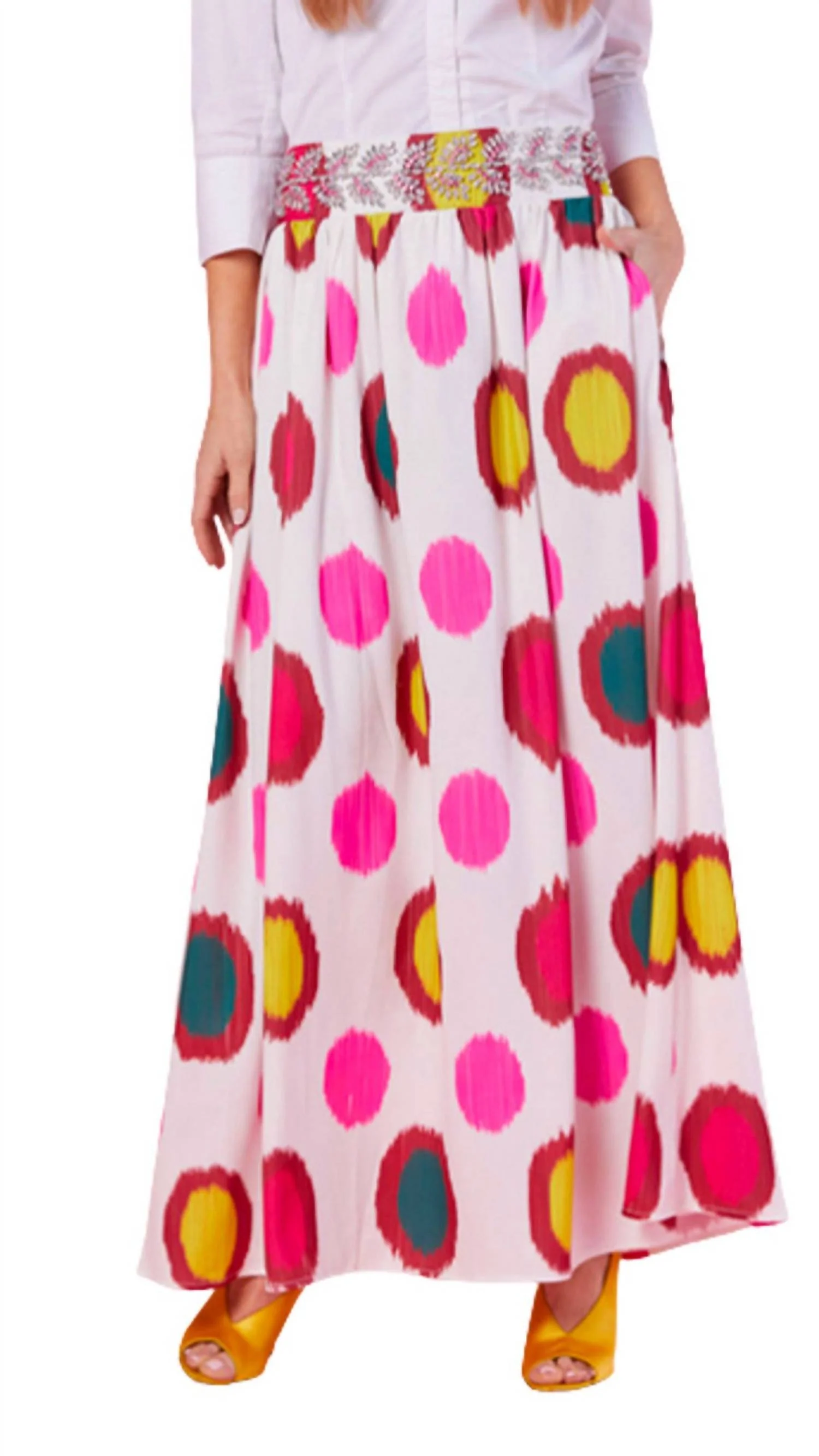 Lillian Skirt In White Pink