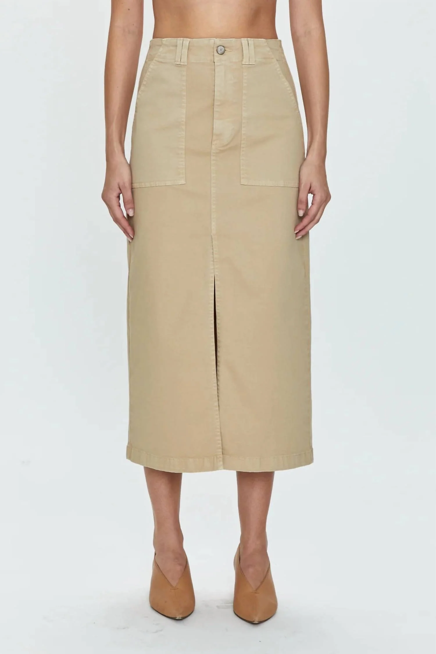 Pamela High Rise Utlility Skirt In Latte