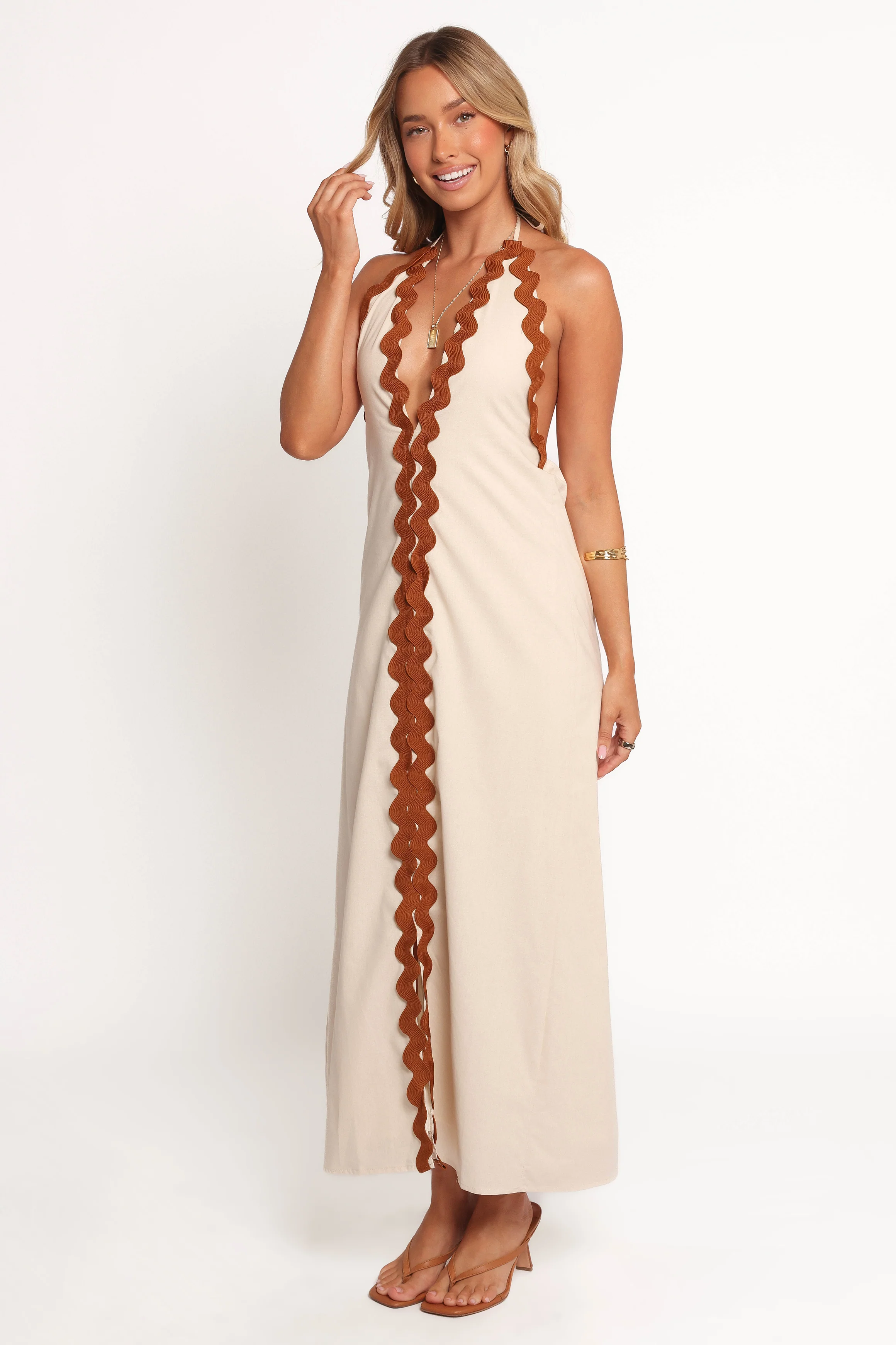 Quinley Maxi Dress - Brown/Cream