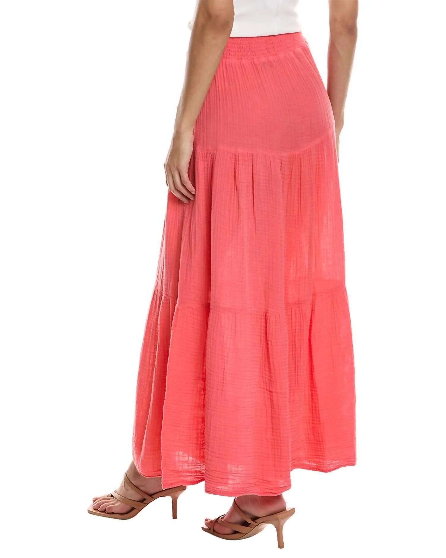 Sandy Double Gauze Maxi Skirt In Passionfruit Coral