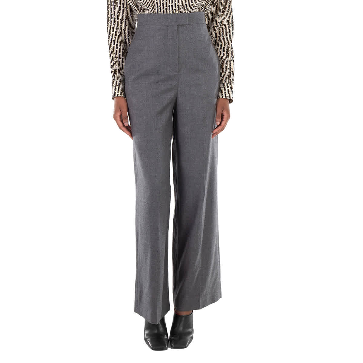 Fendi High-Waisted Tailored Palazzo Wool Pants, Brand Size 38 ( US Size 2 )