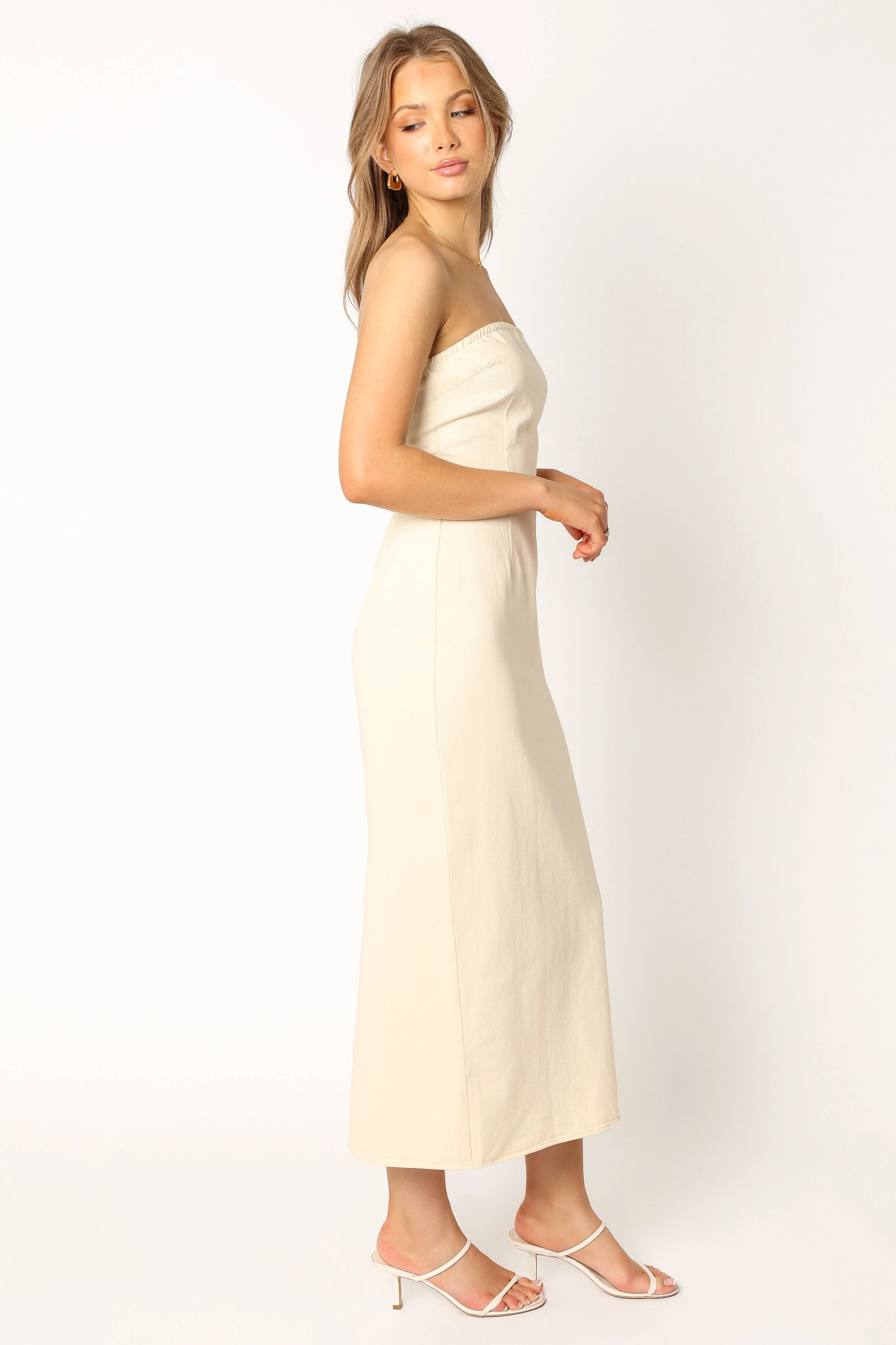 Rory Contrast Stitch Maxi Dress - Ecru