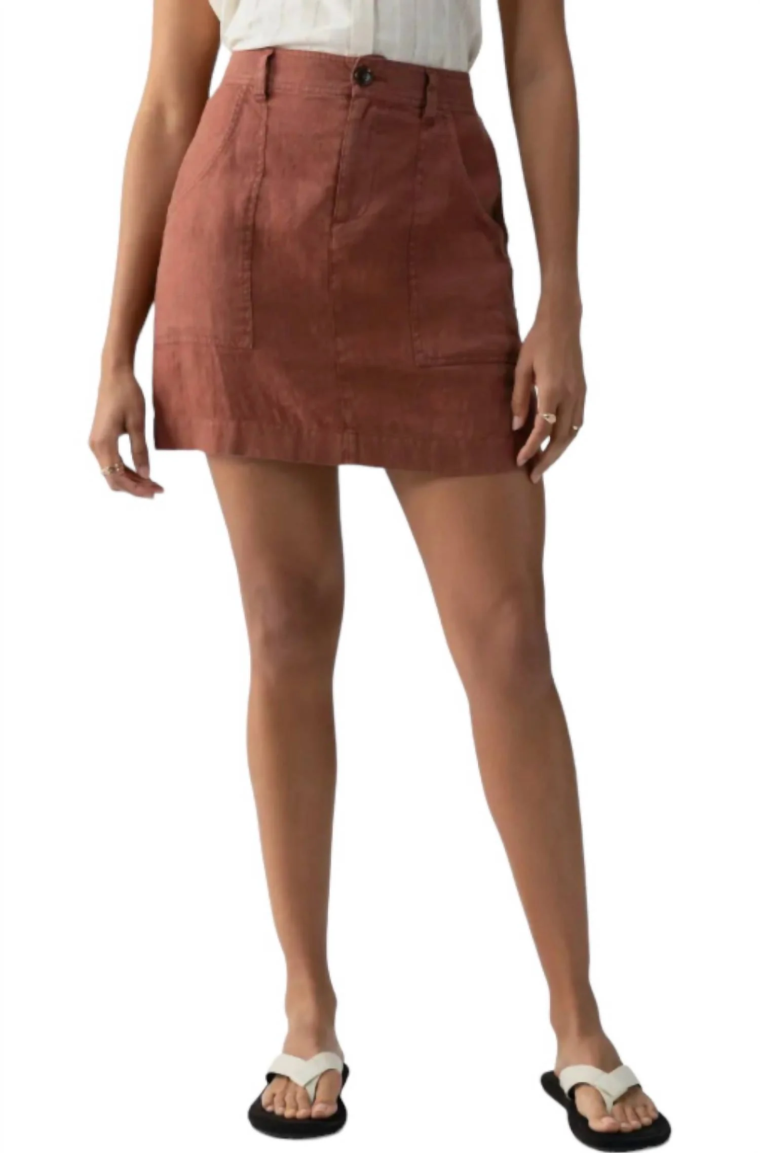 Surplus Linen Skirt In Rich Clay