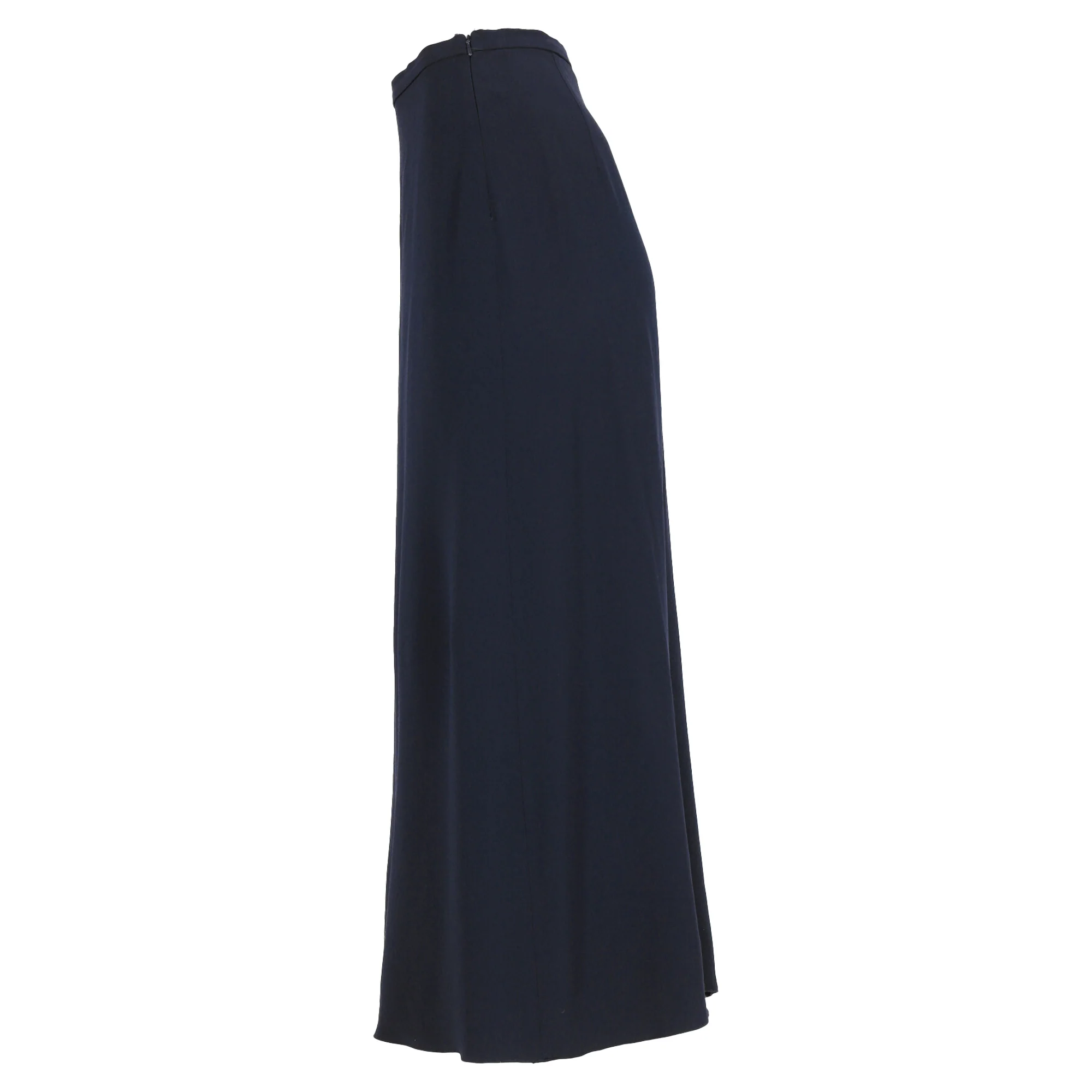 Max Mara Ruffled Maxi Skirt in Navy Blue Wool
