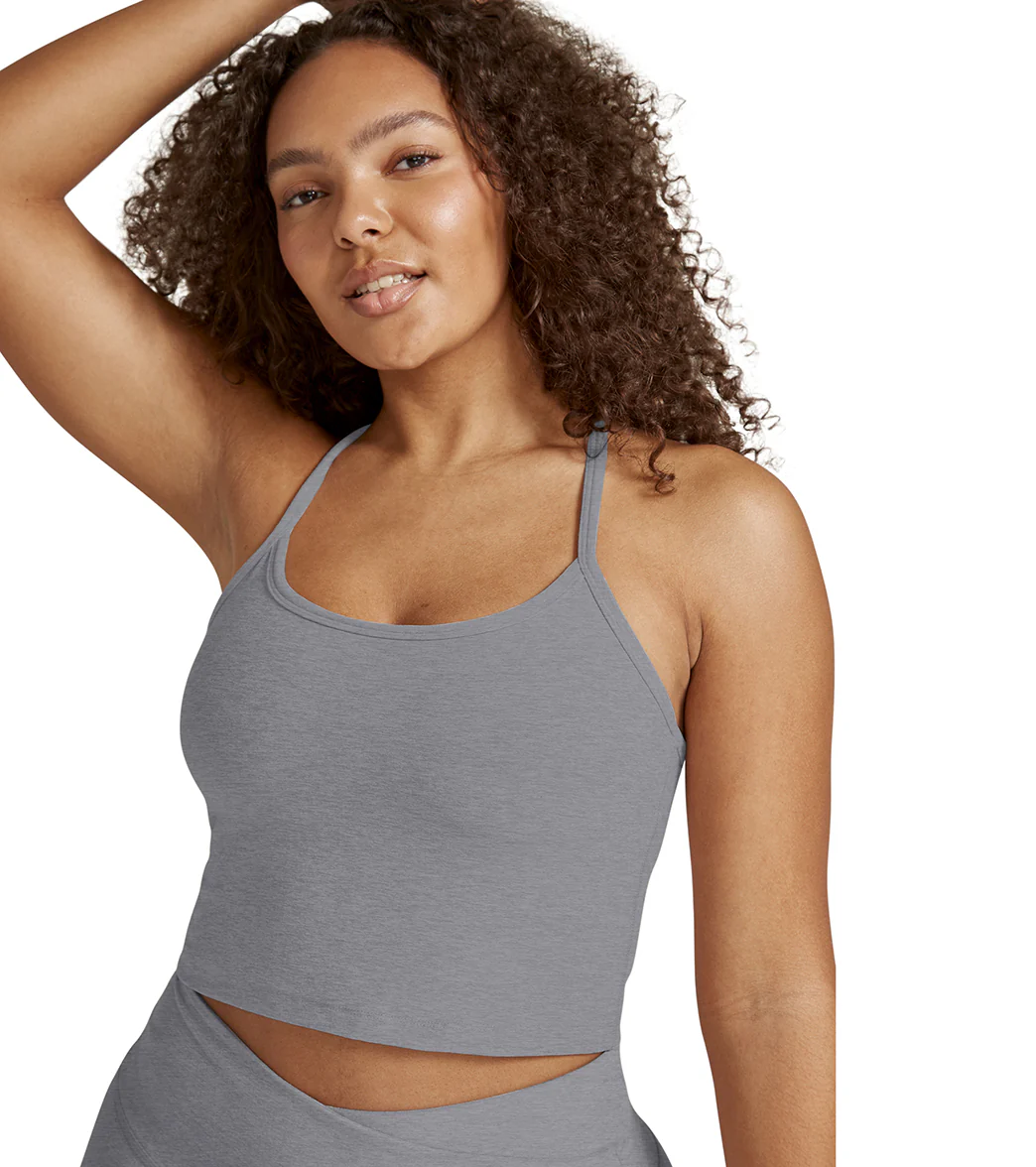 Beyond Yoga Spacedye Slim Racerback Cropped Tank Cloud Gray Heather