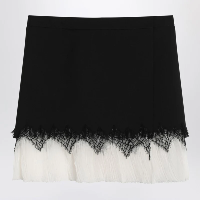 Alexander Mcqueen Women's Mini Skirt With /ivory Spider Lace
