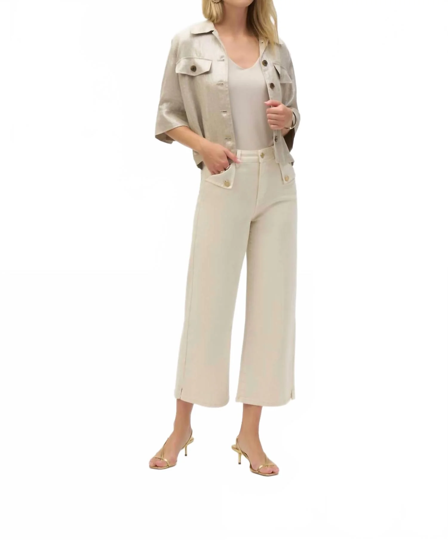 Stretch Culotte Jeans In Griege