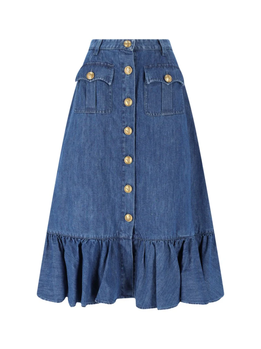 Flared Midi Sskirt – Blue