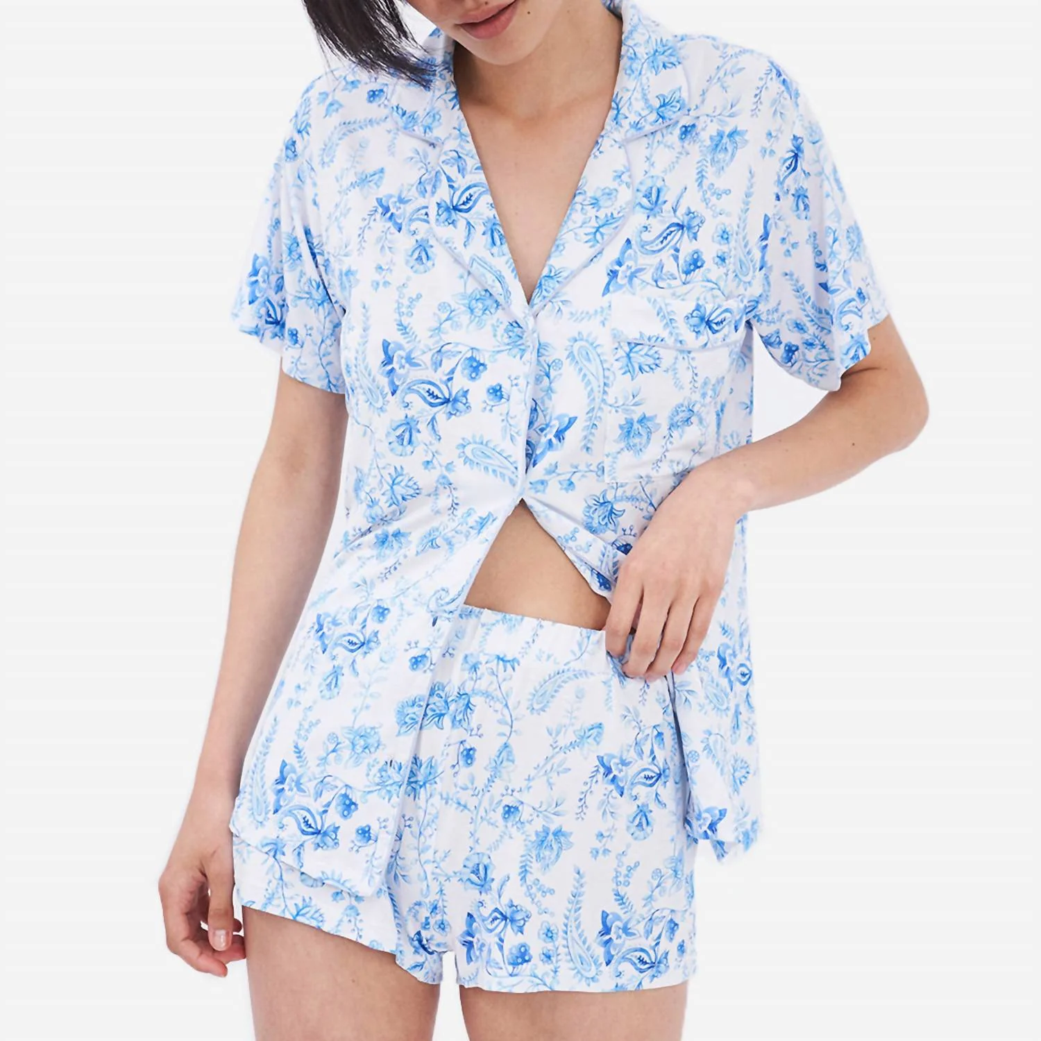 Soft Tencel Modal Short Paisley Pajama Set In Spring Paisley