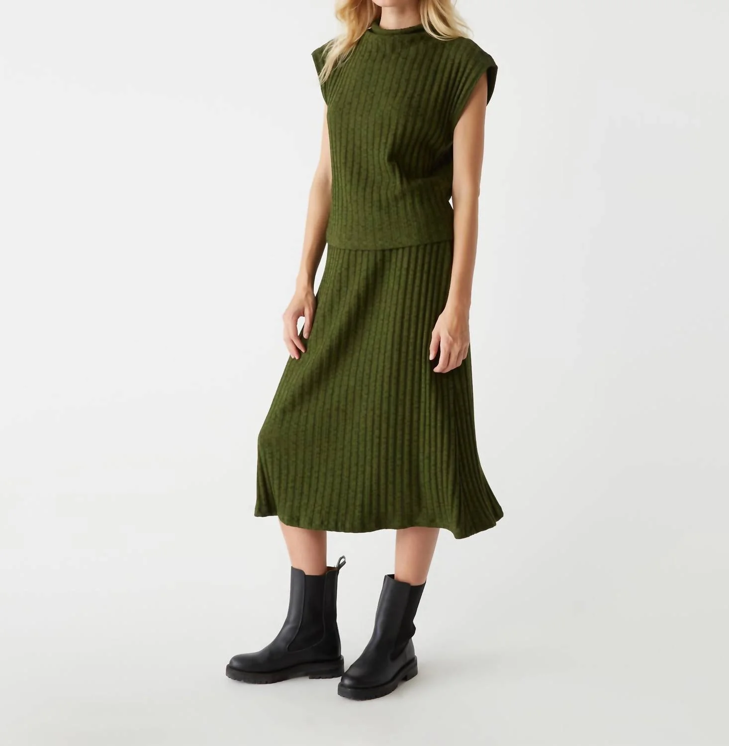 Shania Midi Skirt In Dk Matcha