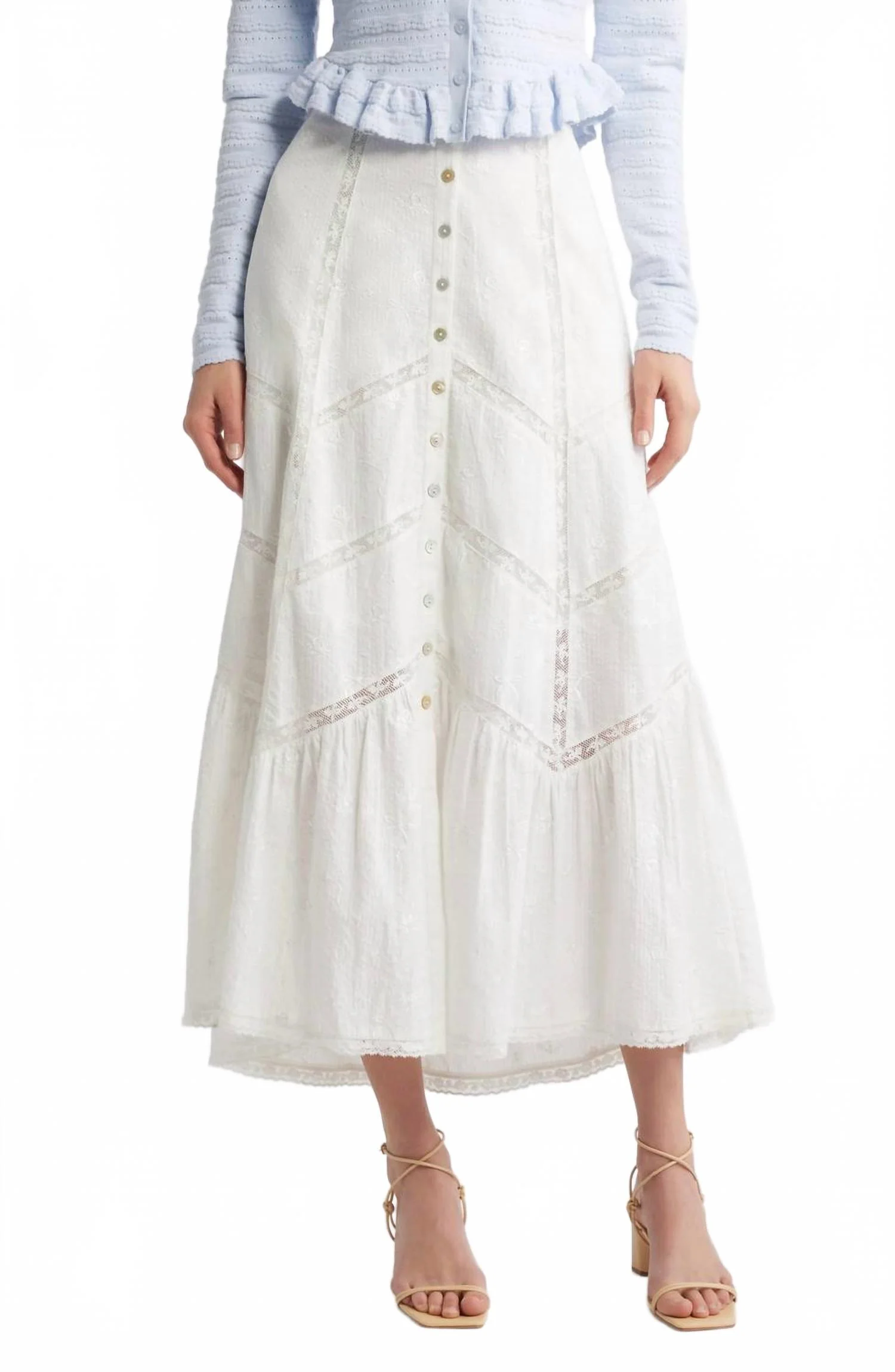 Ritson Cotton Midi Skirt In White