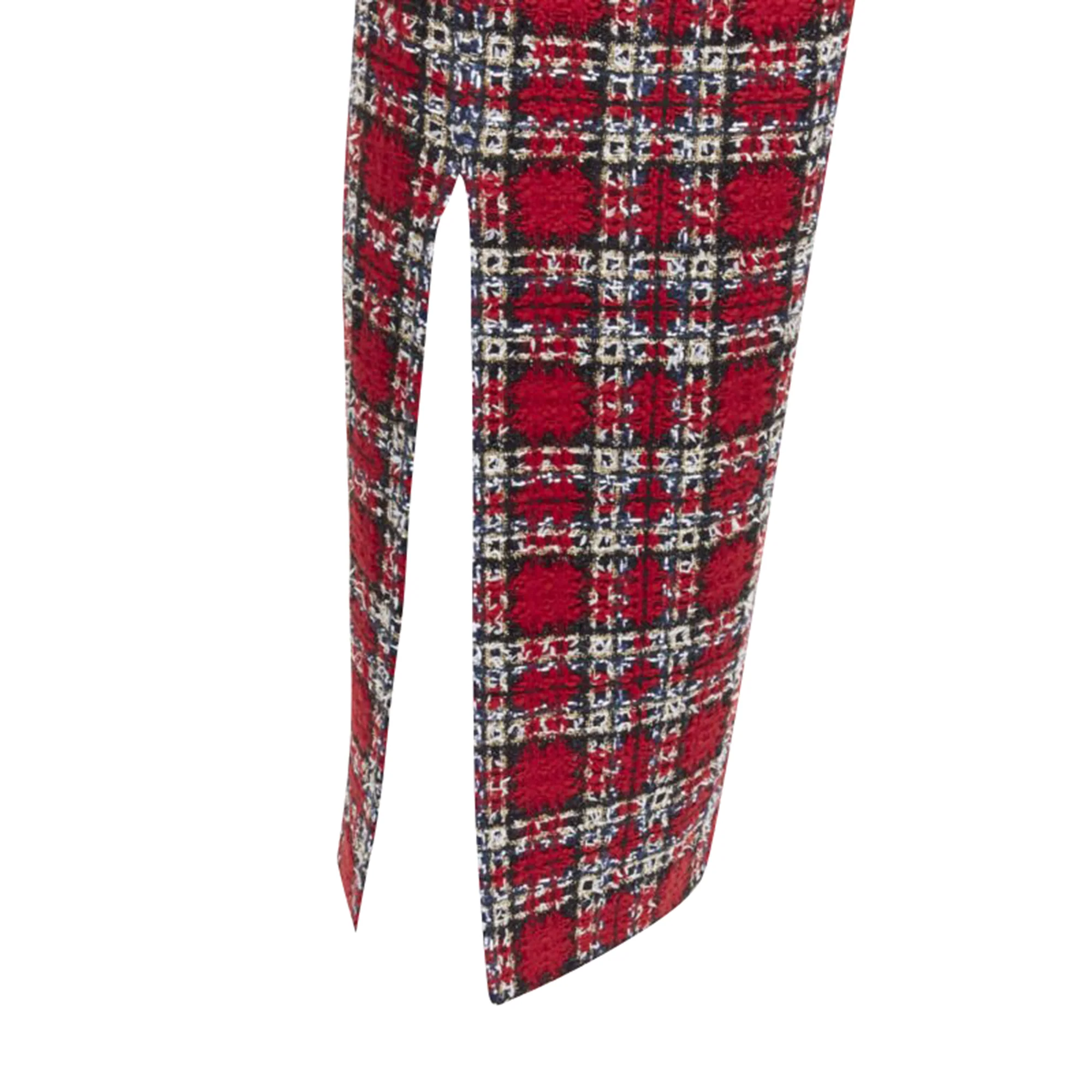 Halpern plaid check tweed high slpencil midi skirt
