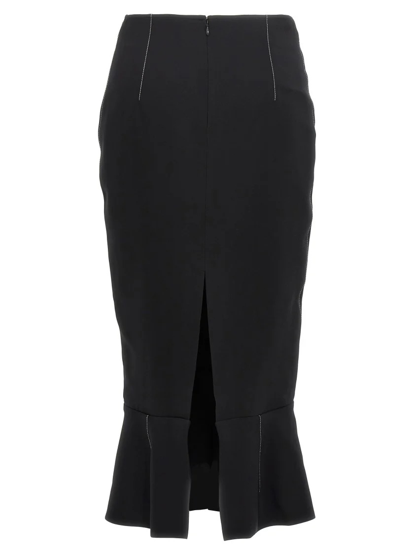 Fitted Black Sheath Skirt With Flared Hem