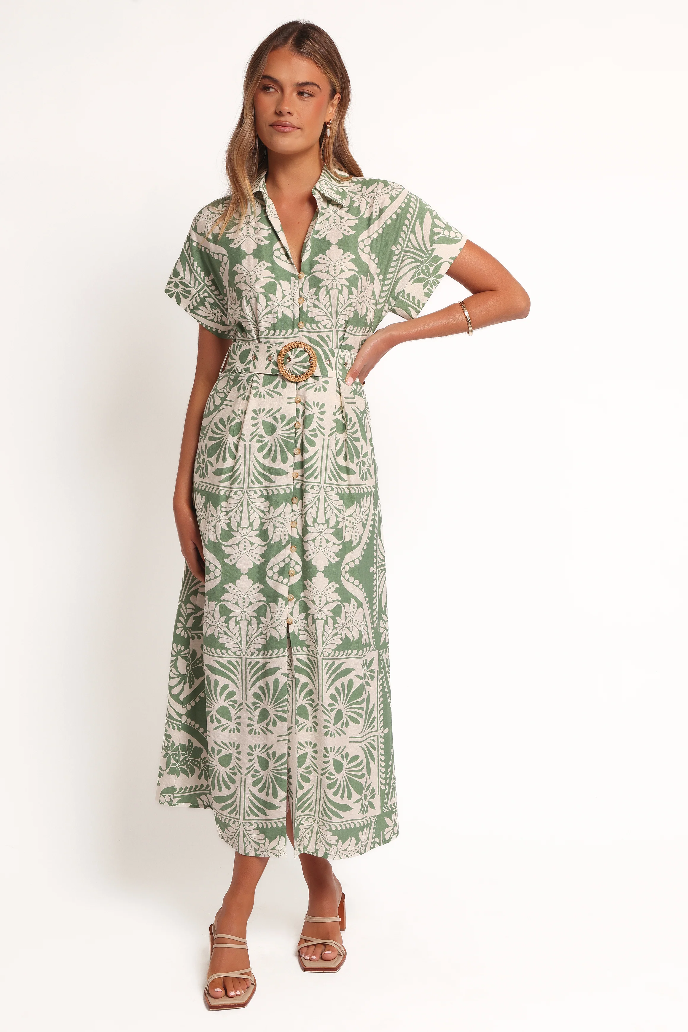 Preston Midi Dress - Green Floral