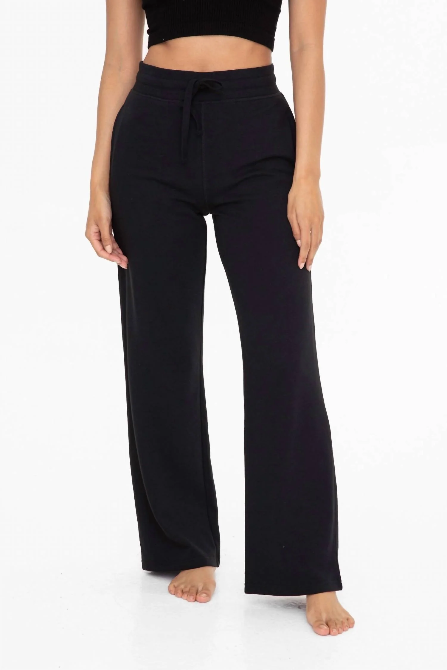 Relaxed Wide Band Sweatpants In Black