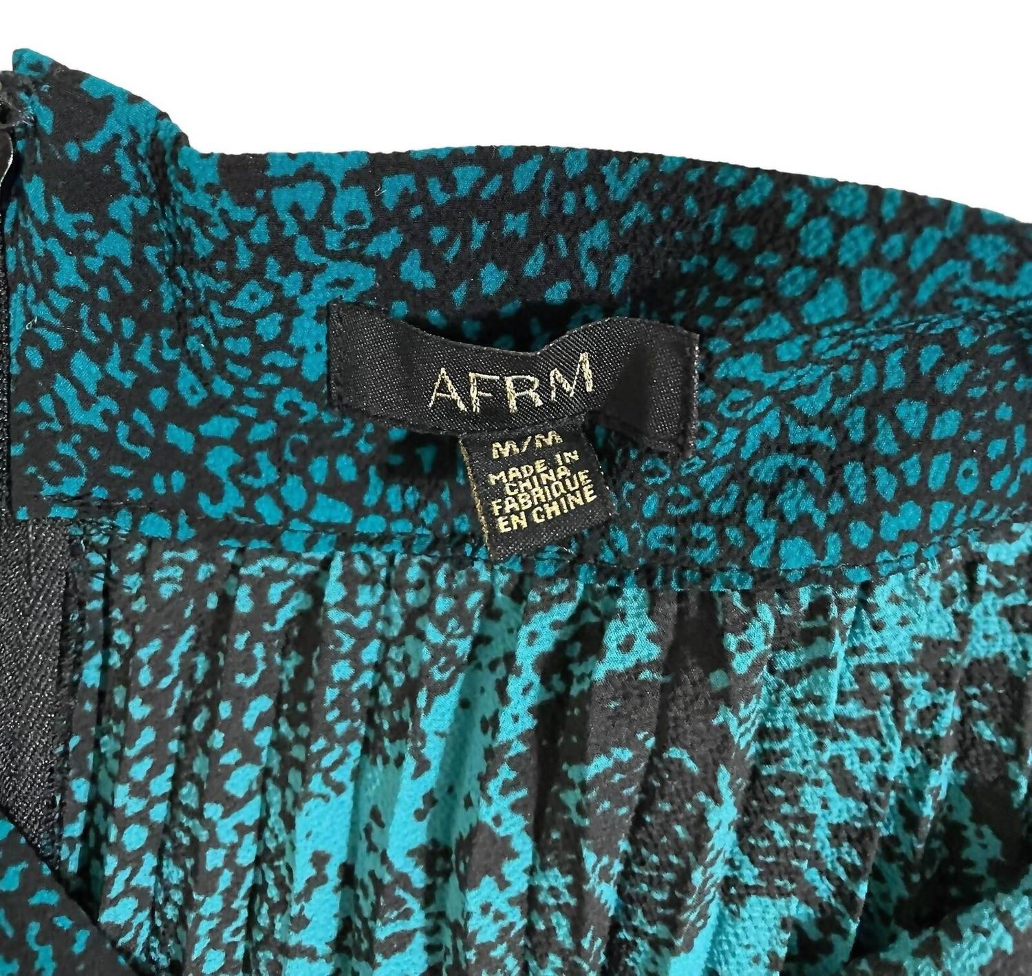 Women's Animal Print Pleated Midi Skirt In Teal Blue