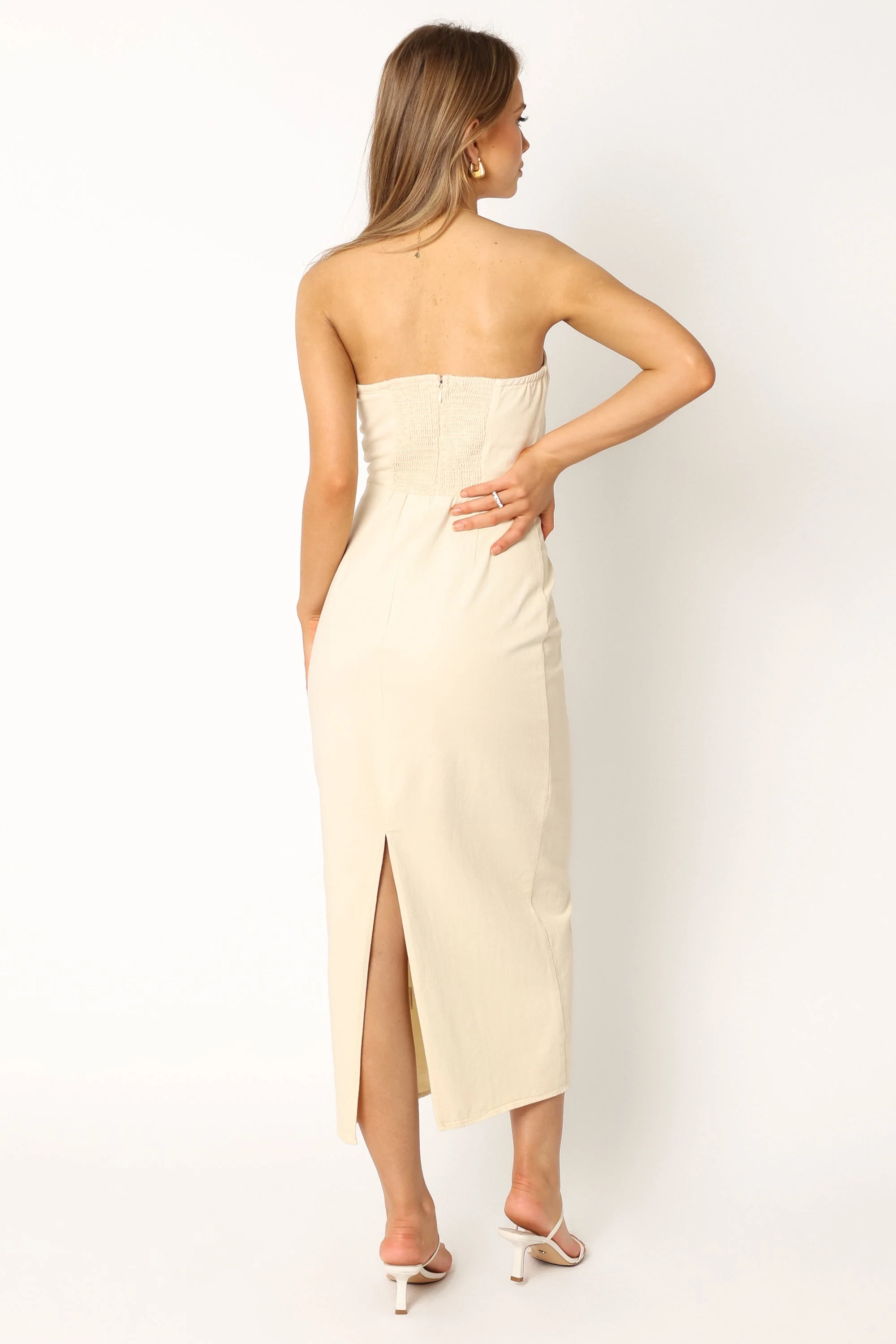 Rory Contrast Stitch Maxi Dress - Ecru