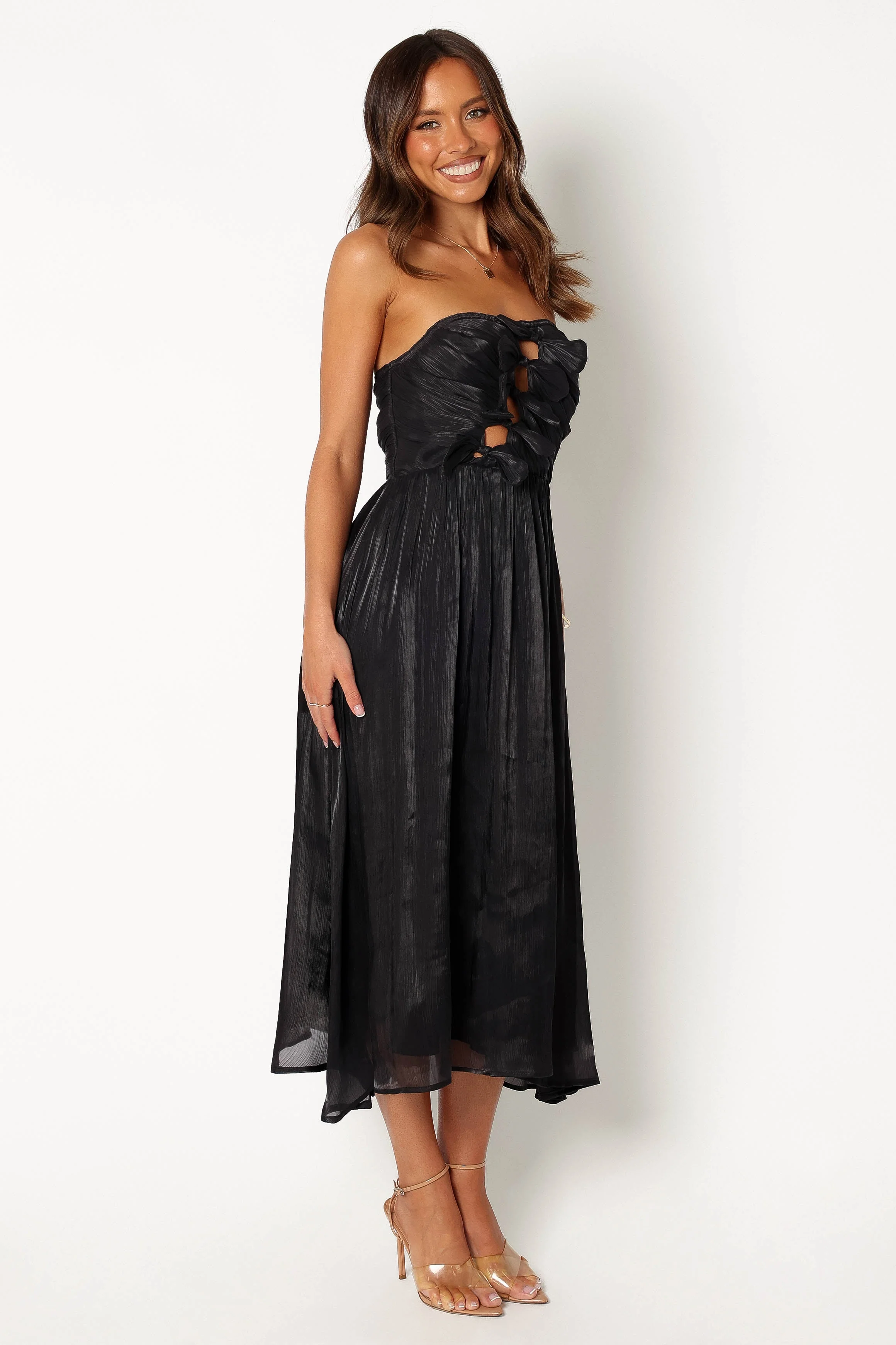 Mila Strapless Midi Dress - Black