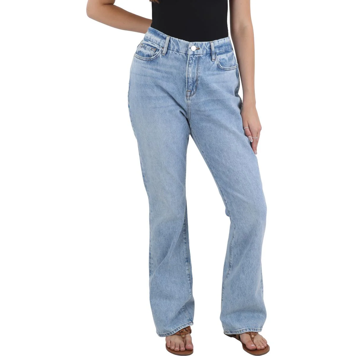 Womens Distressed Denim Bootcut Jeans