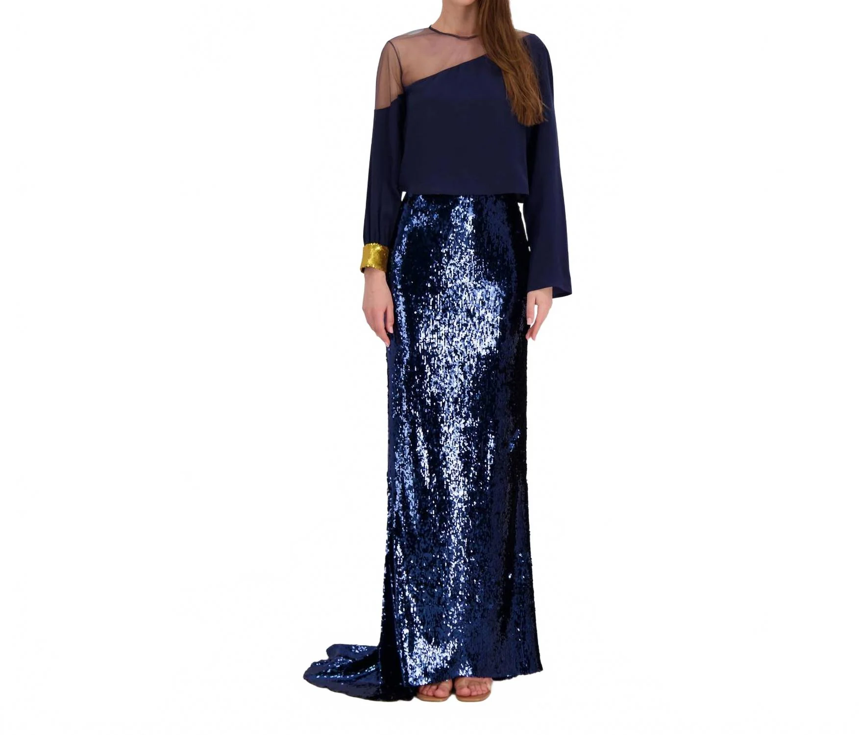 Sequin Skirt In Navy Nights