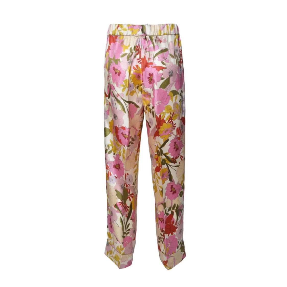 Leda Trousers In Pink Printed Silk