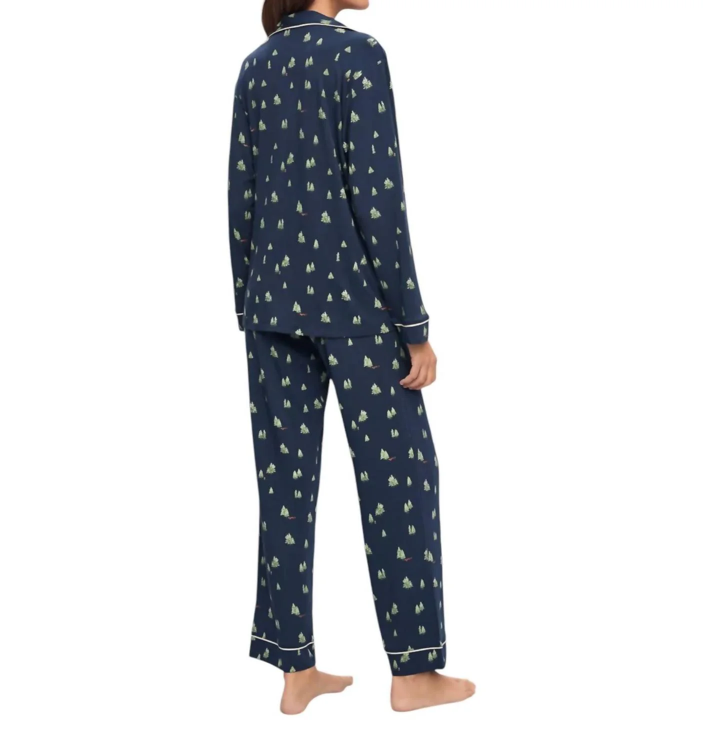 Gisele Printed Tencel Modal Long Pj Set In Woodpine