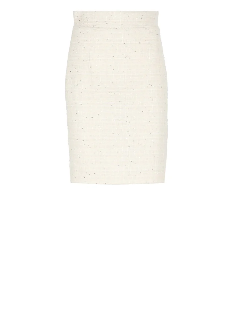 Ivory Cotton Blend Skirt