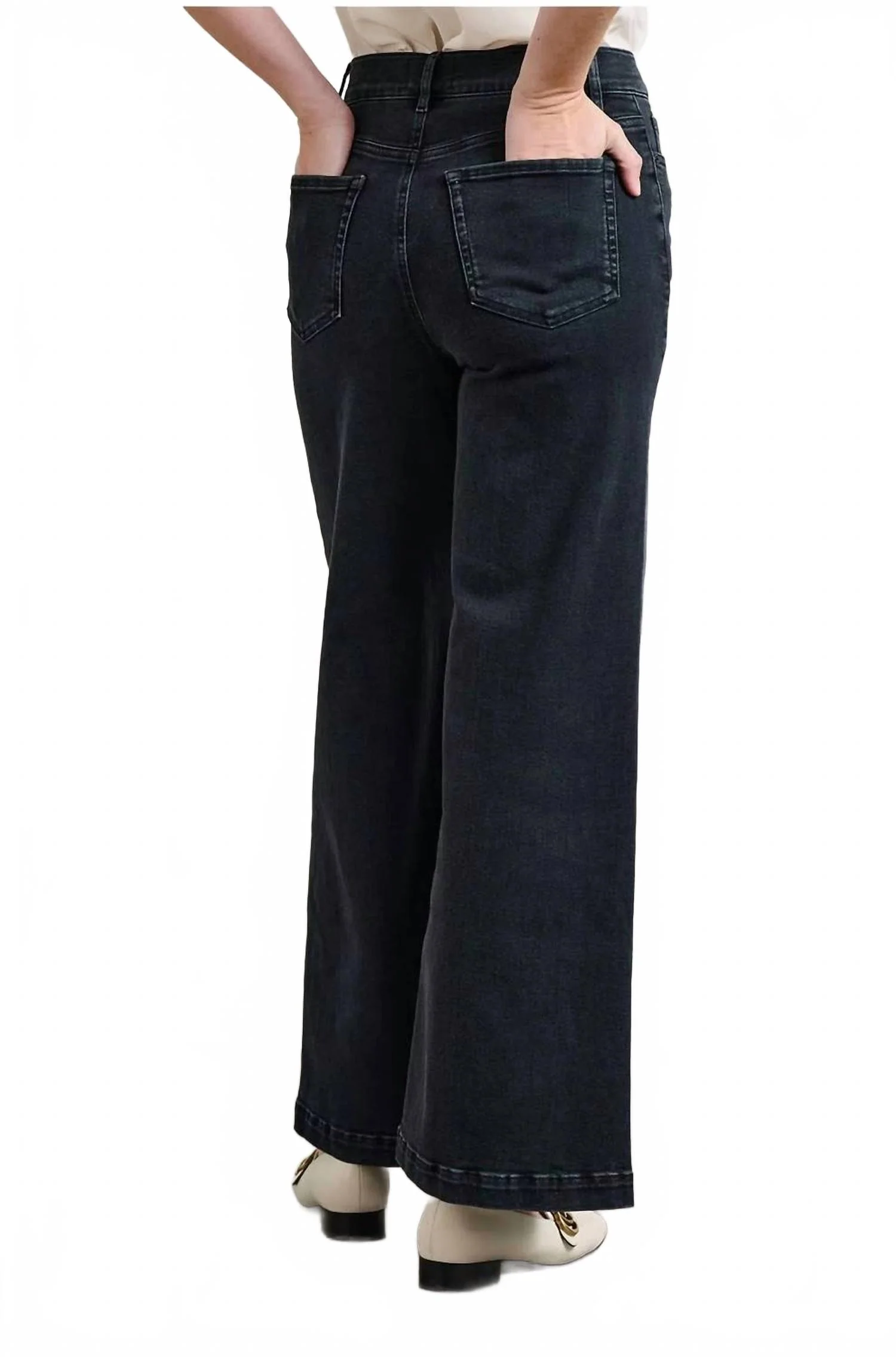 Le Slim Palazzo Wide Hem Jean In Eightball