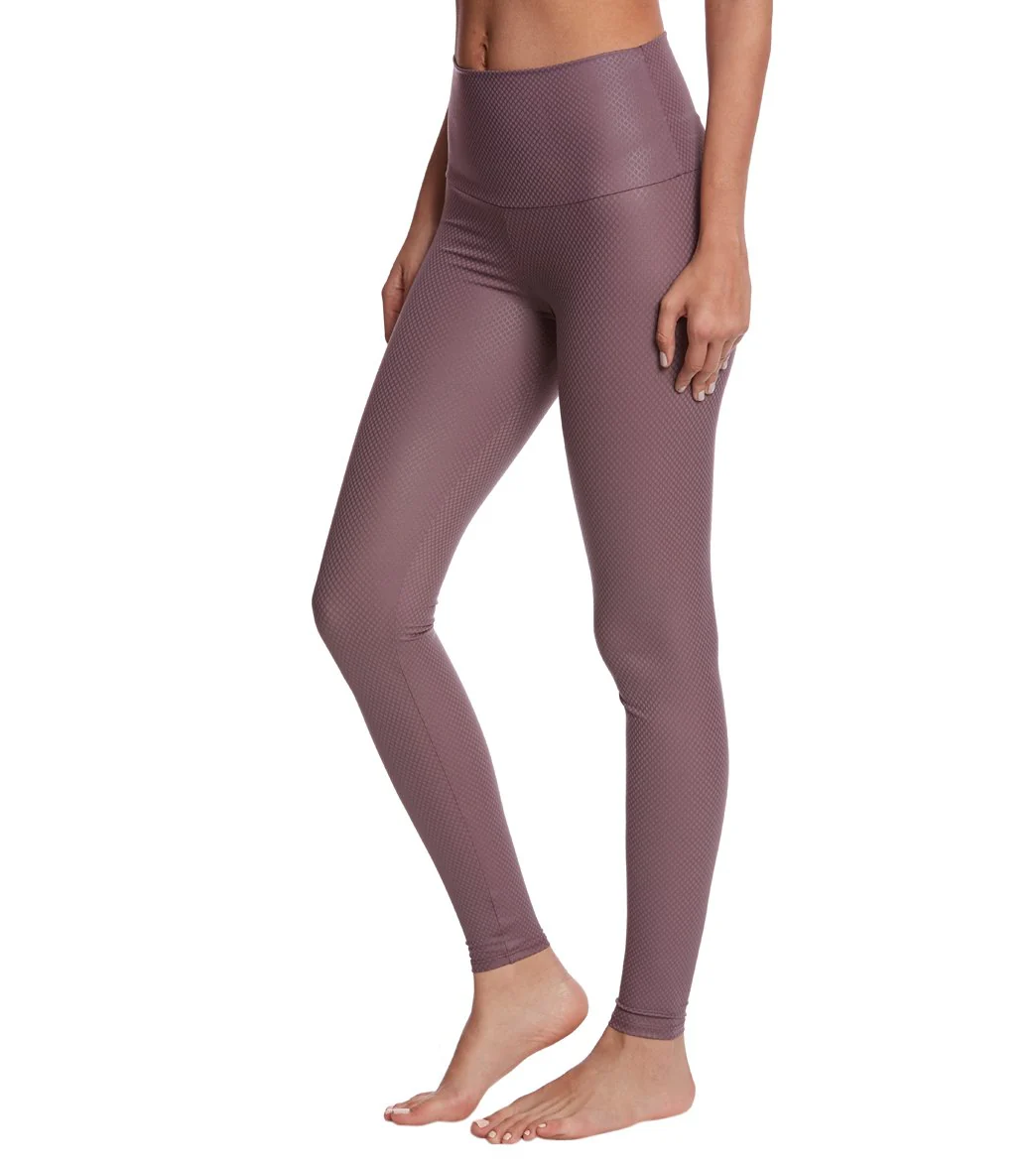 Onzie High Waisted Yoga Leggings Purple Haze Fishnet