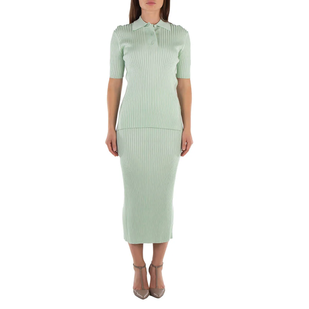 Jil Sander Ladies Apple Ribbed-Knit Midi Skirt