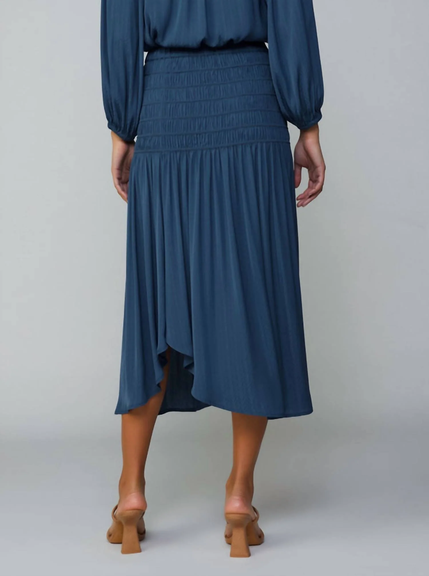 Women's Charlotte Diagonal Midi Skirt In French Navy