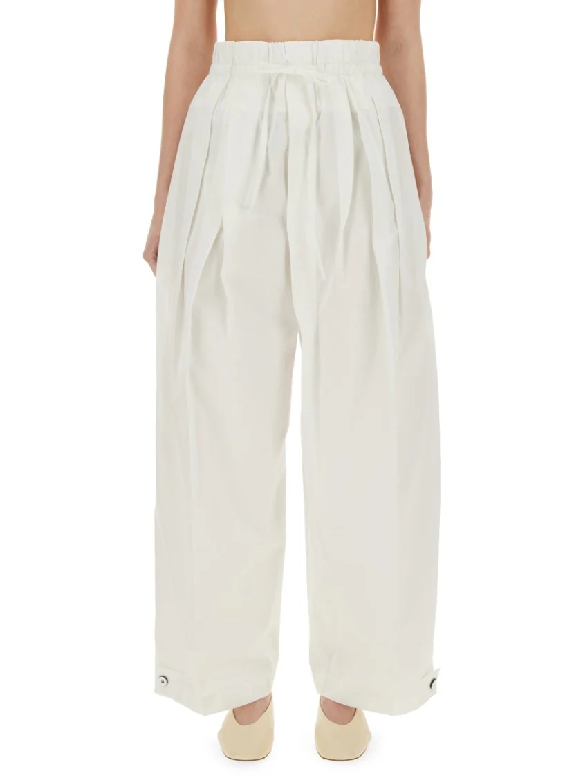 High-Waisted Wide Pants In Cotton Gabardine