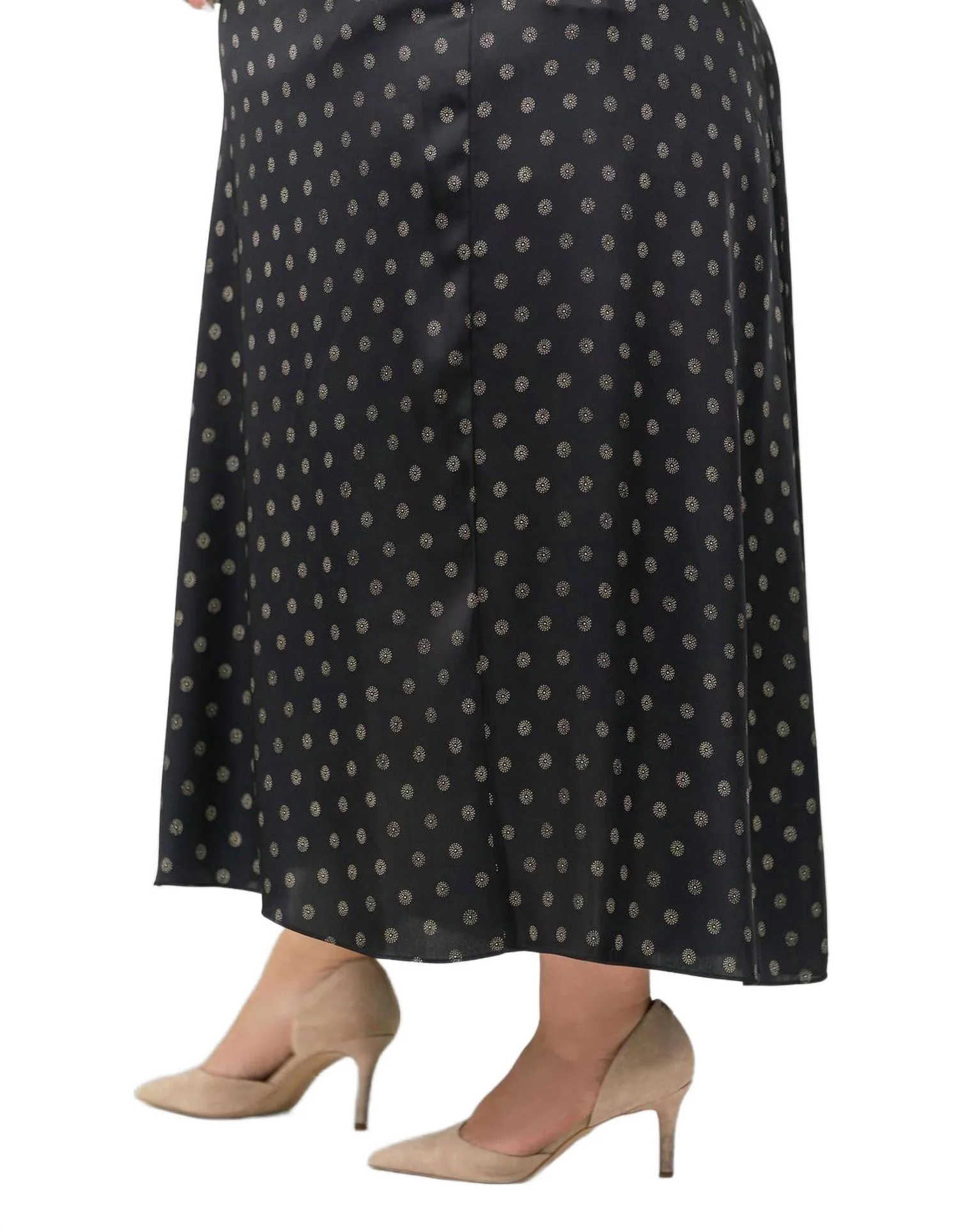 Sun Dot Draped Slip Skirt In Black