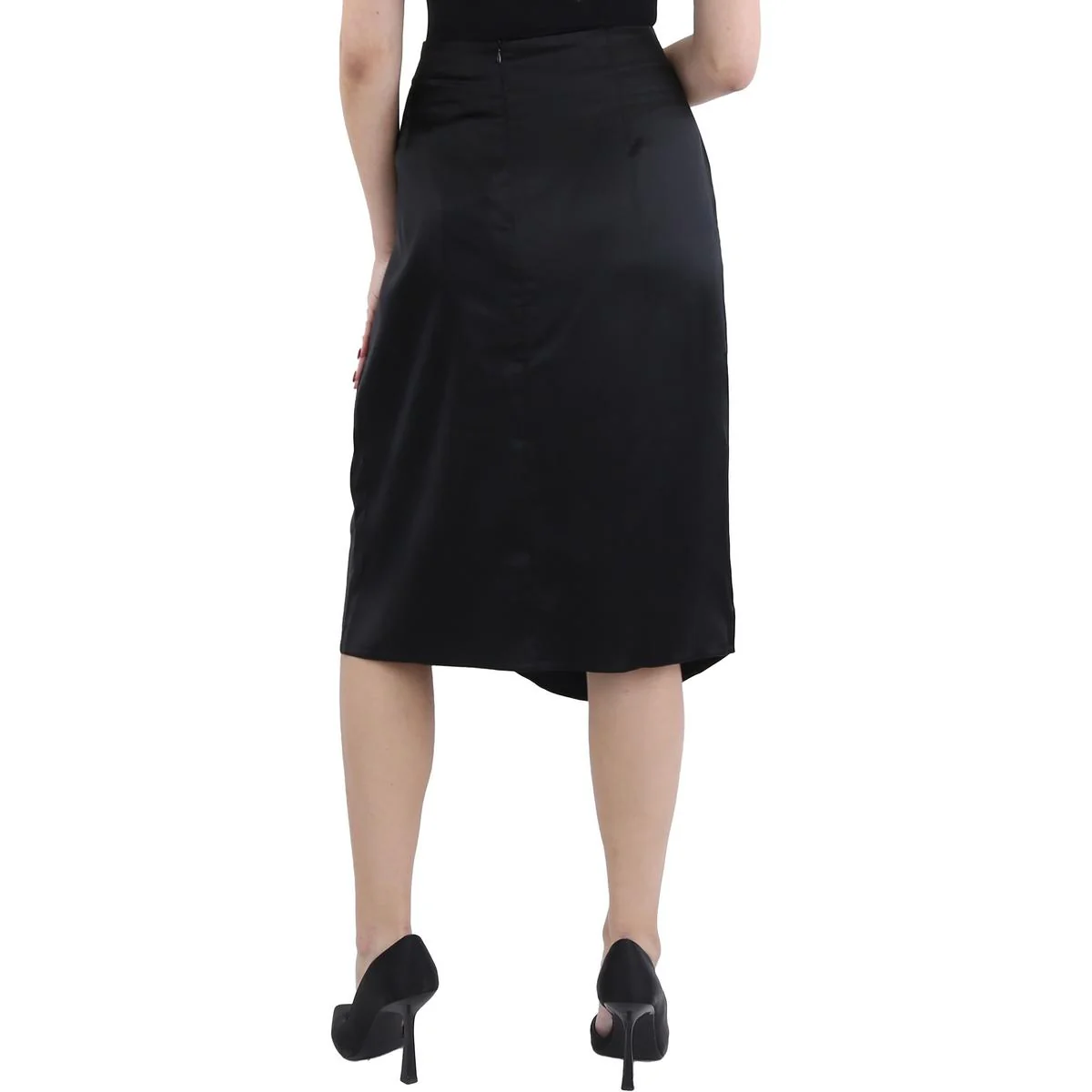 Womens Satin Faux Wrap Mini Skirt