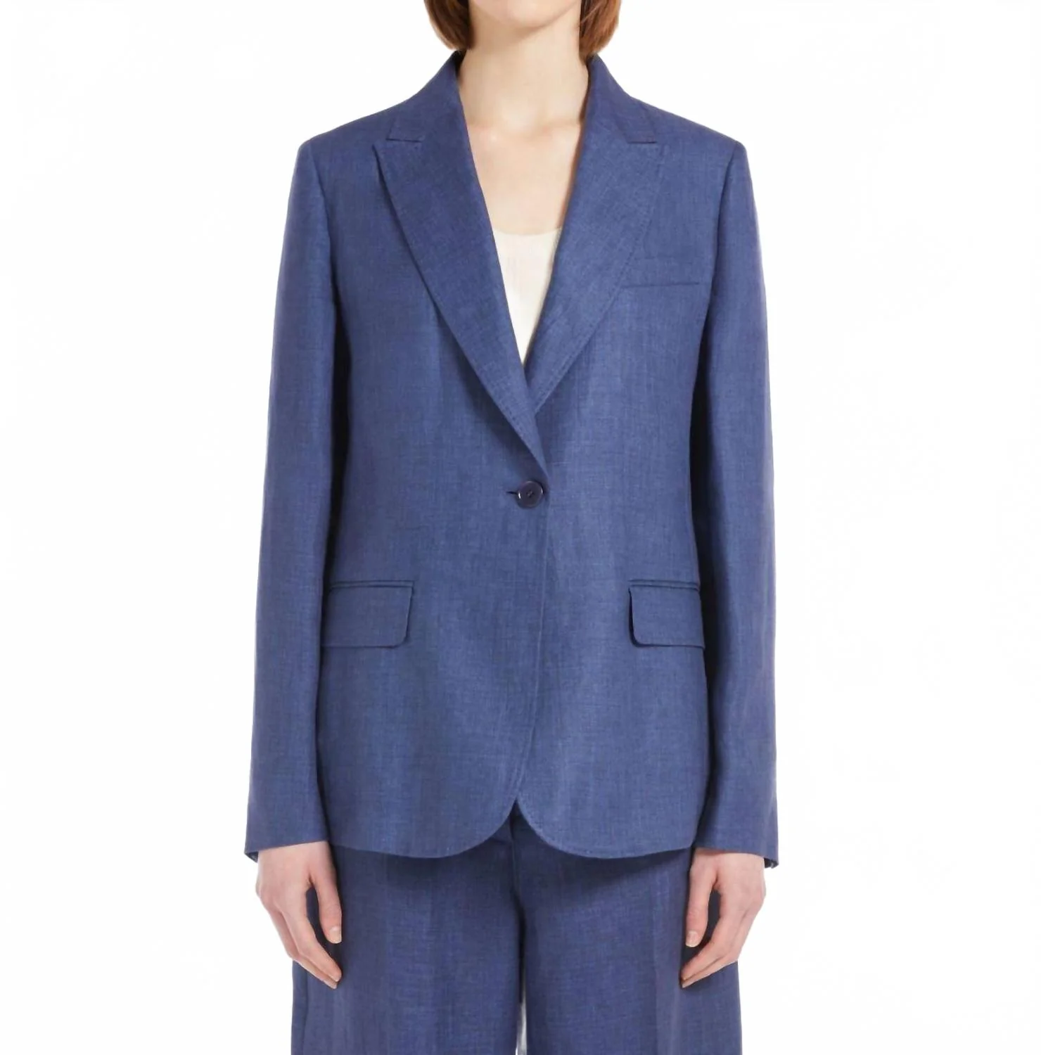 Nalut Linen Blazer In Navy