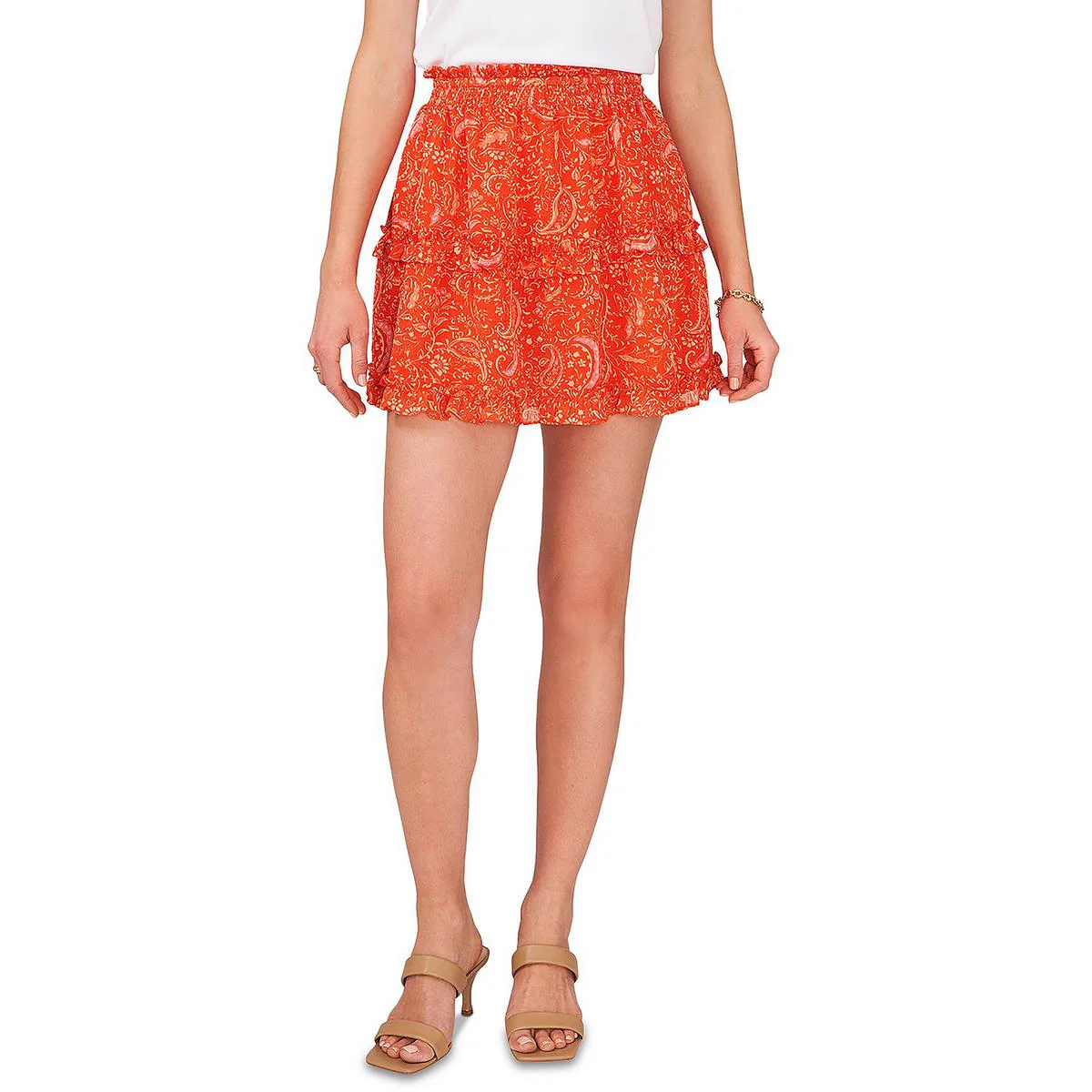 Womens Smocked Ruffled Mini Skirt