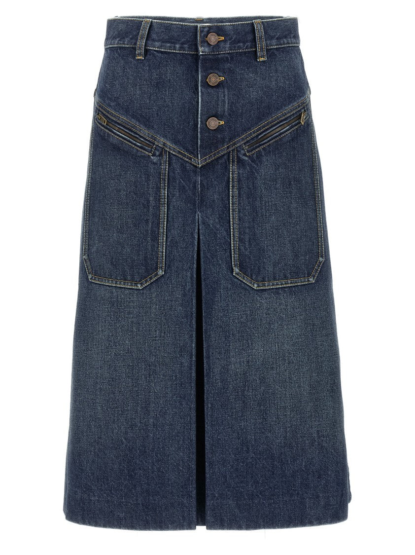Delavé Cotton Denim Midi Skirt