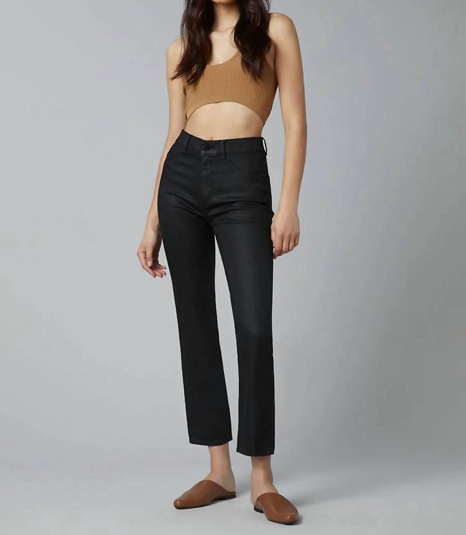 Patti Straight Jeans In Black Coated