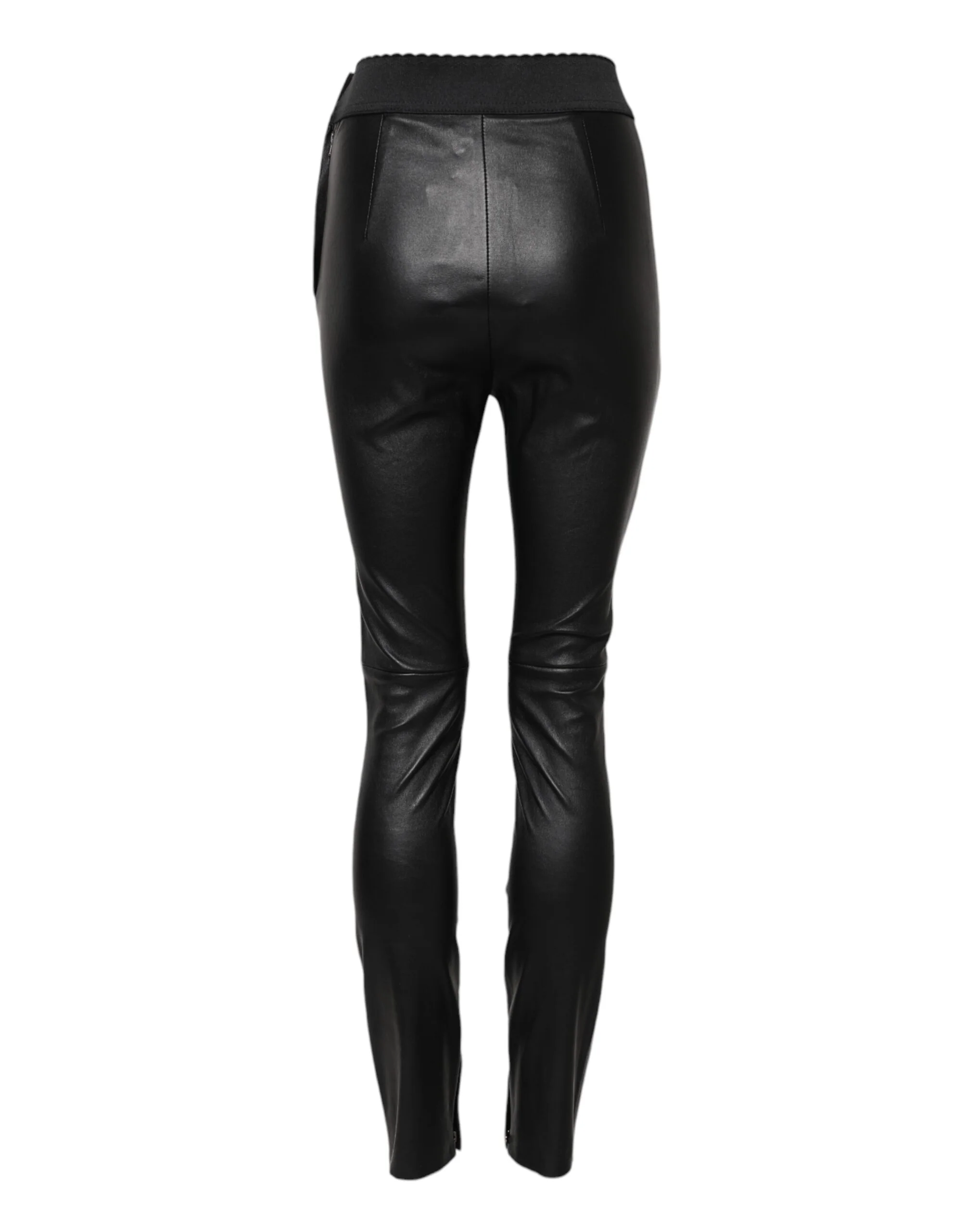 Dolce & Gabbana Leather Elastic Waist Women's Pants