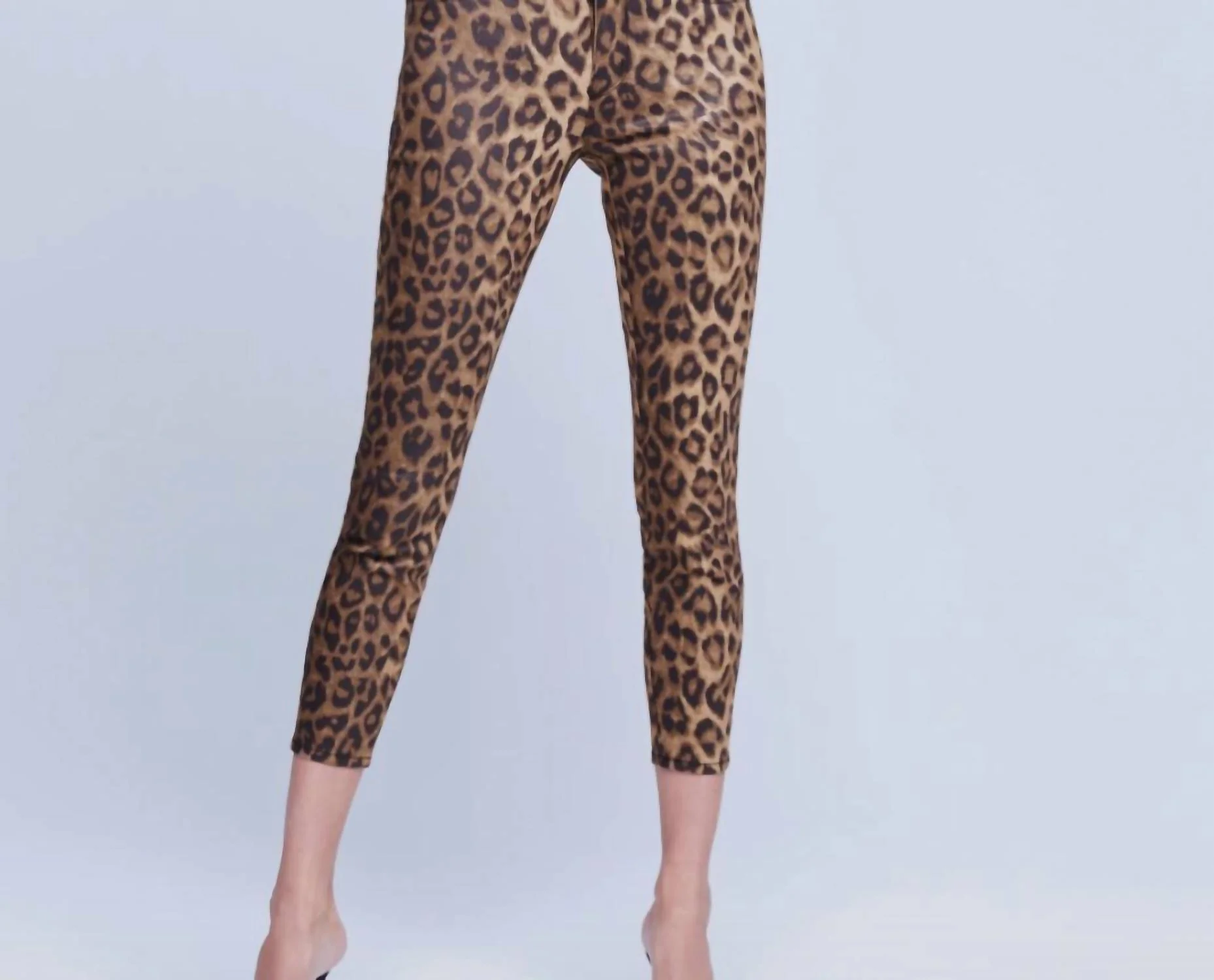Margot Coated Jeans In Dark Brown/ Cheetah Coated