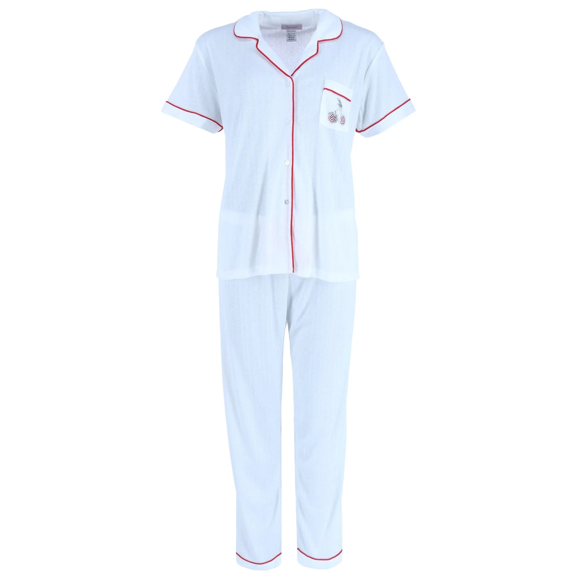 Women's Pointelle Cherries Notch Pajama Set