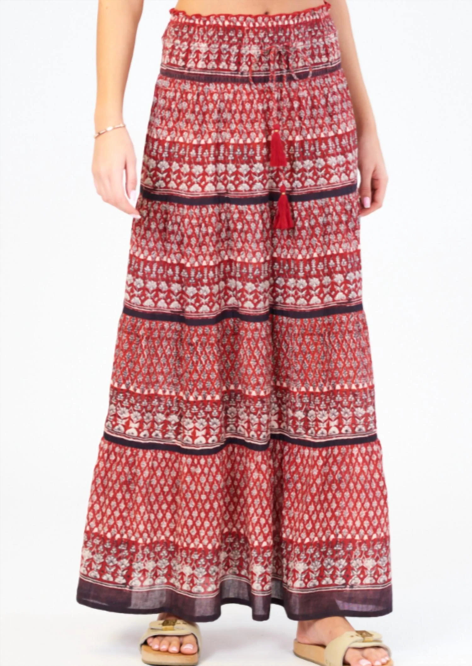 Women's Mari Print Maxi Skirt In Red Combo