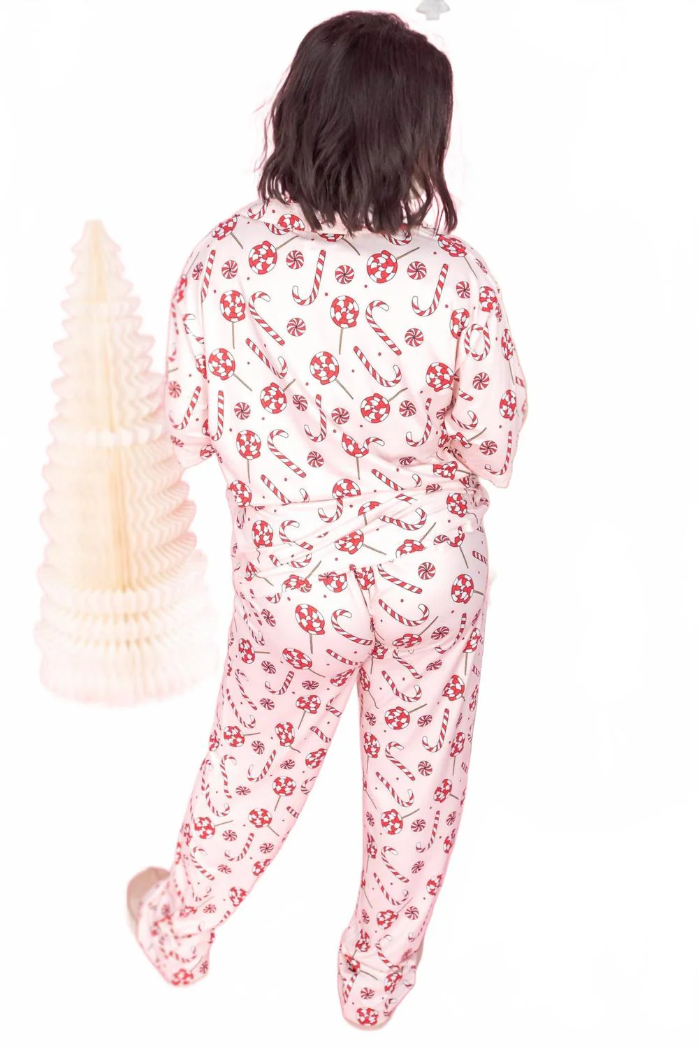Candy Cane Obsession Pj Set In Pink/red