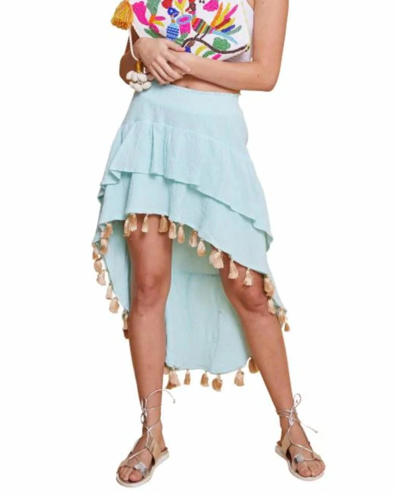 Angelie High Low Skirt In Mint