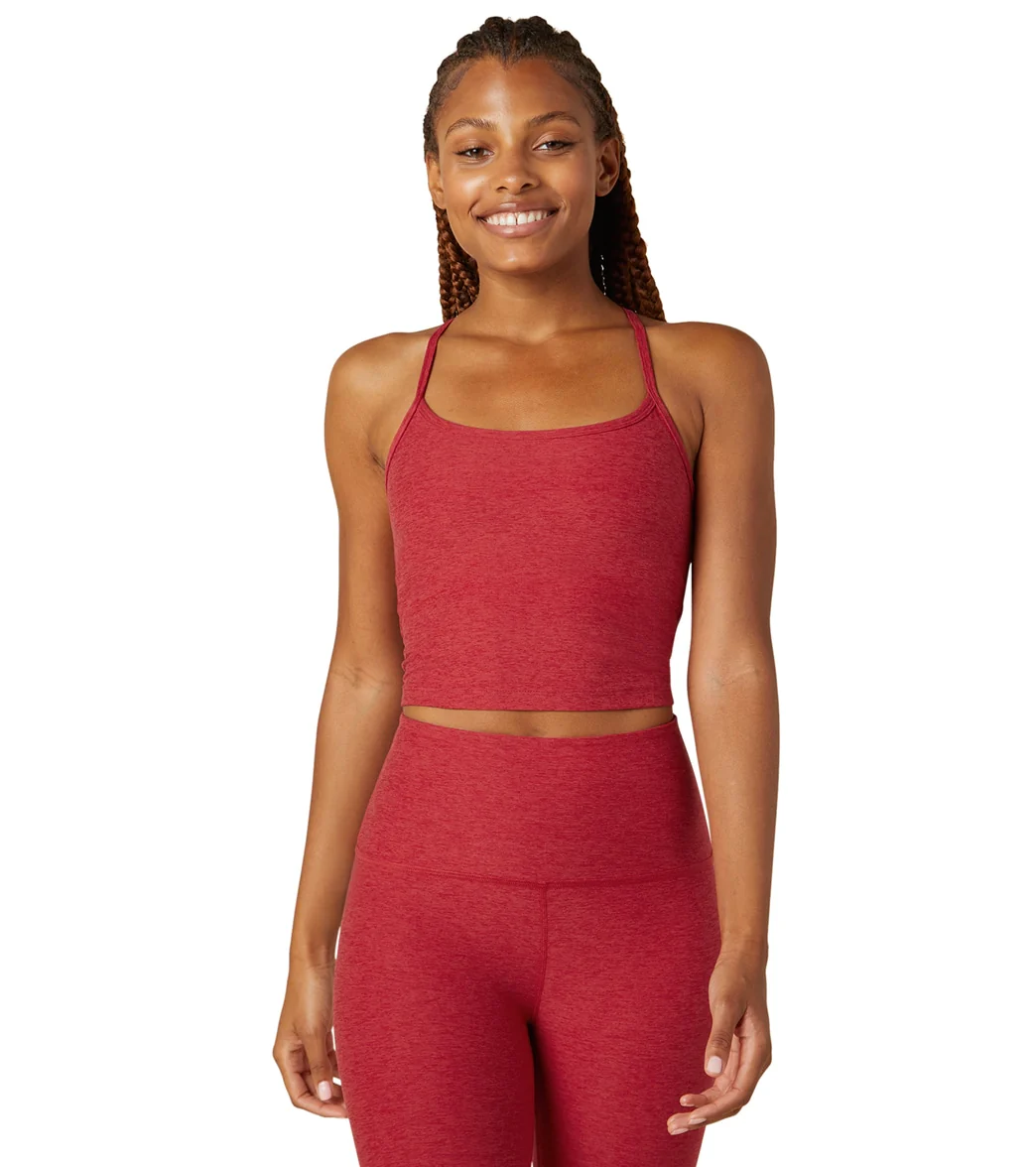 Beyond Yoga Spacedye Slim Racerback Cropped Tank Currant Red Heather