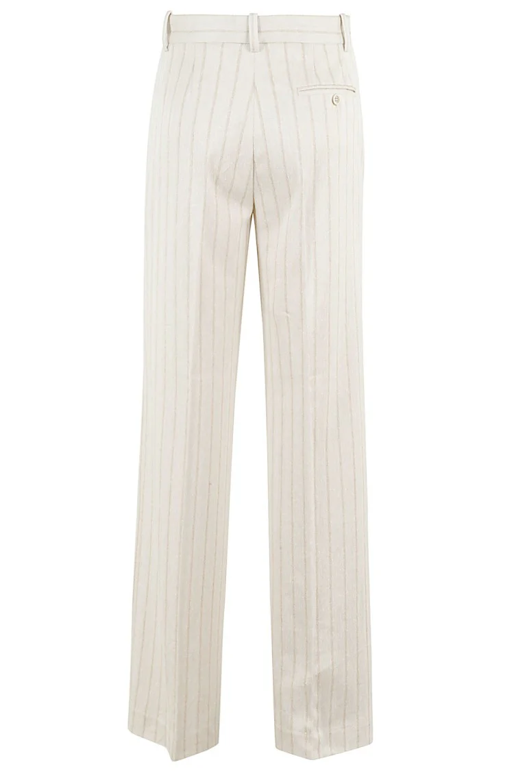 Wide-Leg Pants With Natural Striped Design
